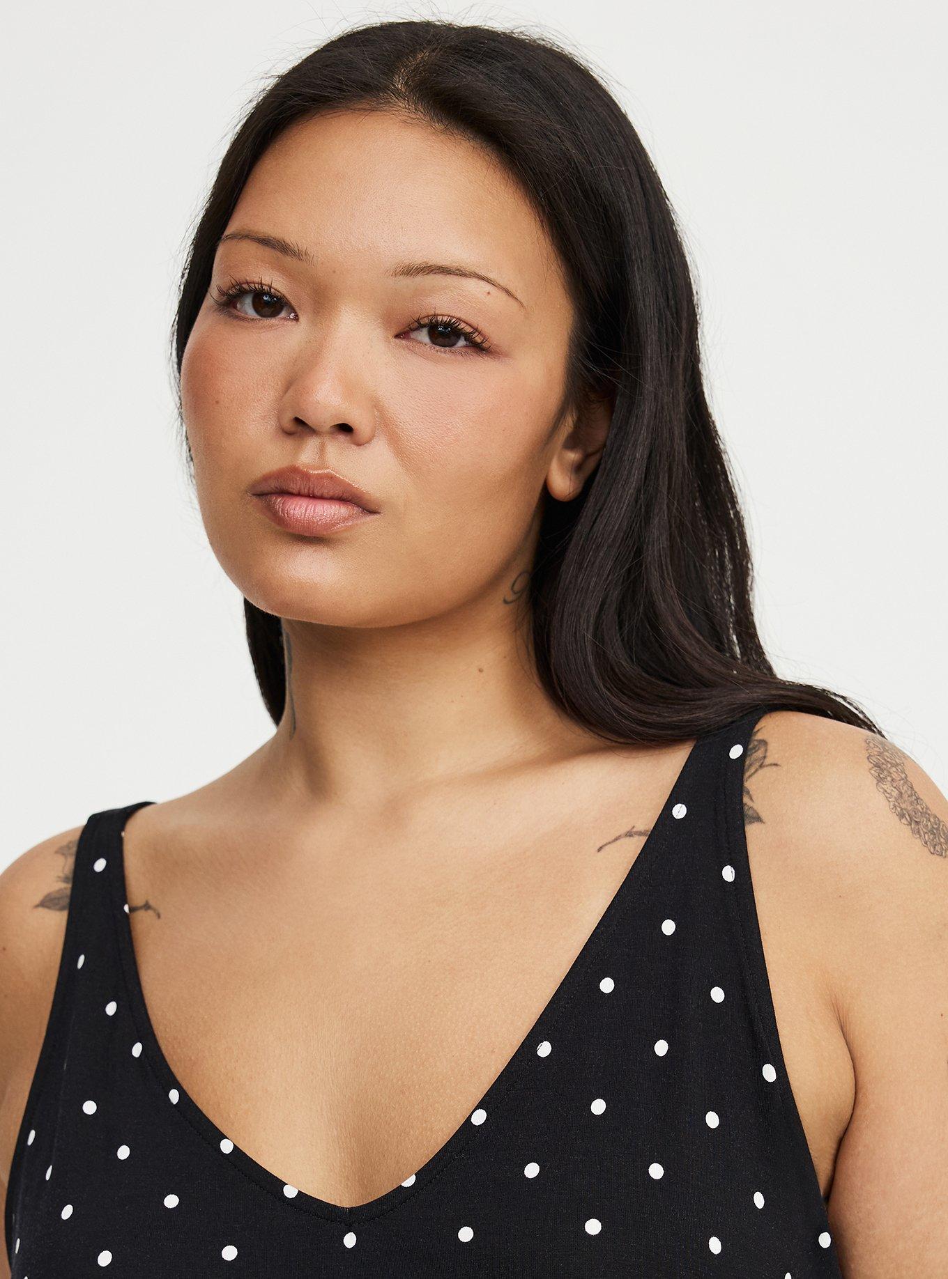 Super Soft V-Neck Swing Tank, BASIC DOT BLACK, alternate