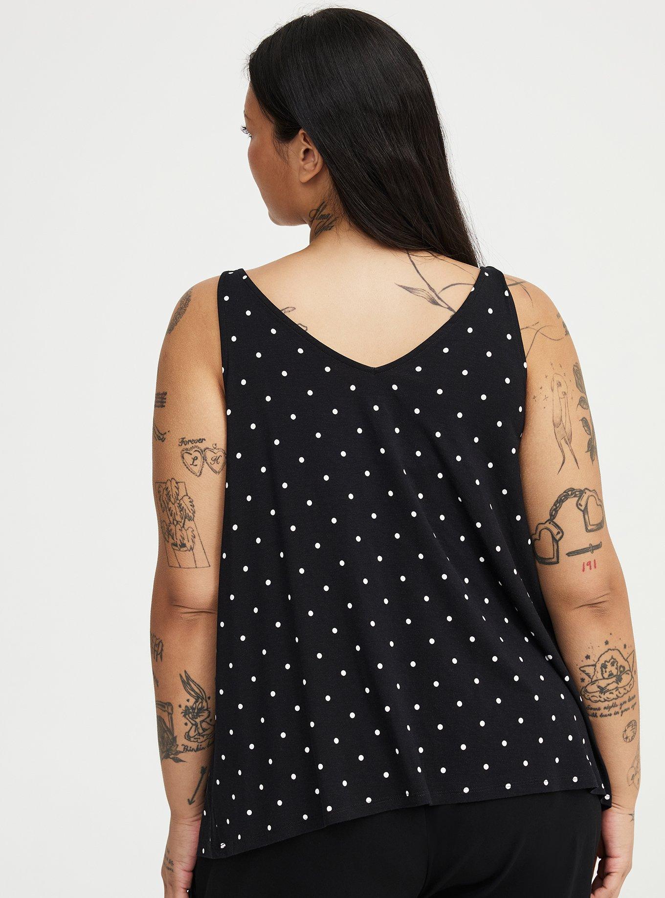 Super Soft V-Neck Swing Tank, BASIC DOT BLACK, alternate