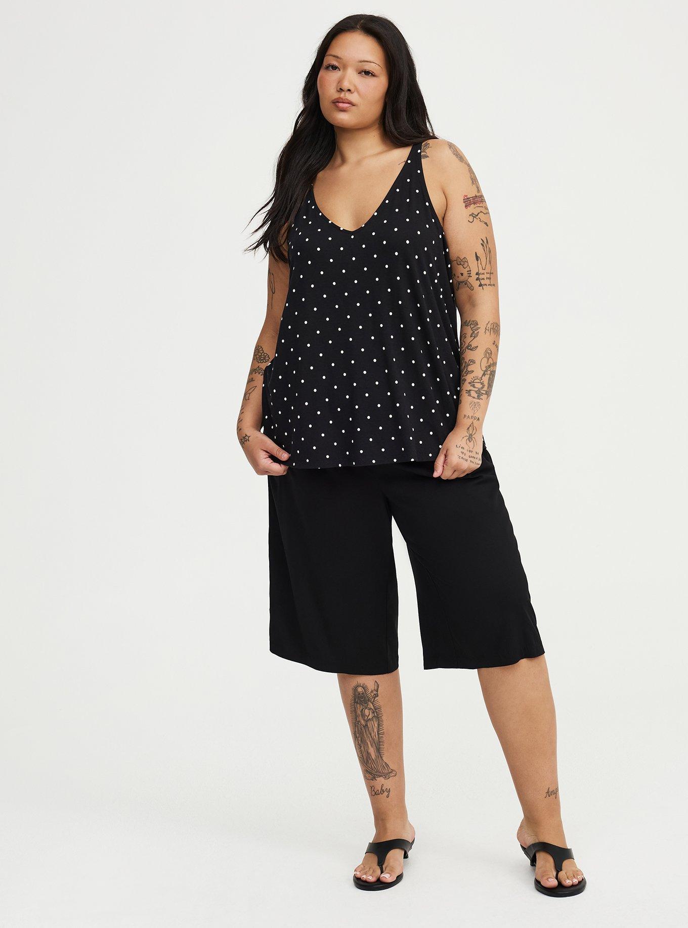 Super Soft V-Neck Swing Tank, BASIC DOT BLACK, alternate