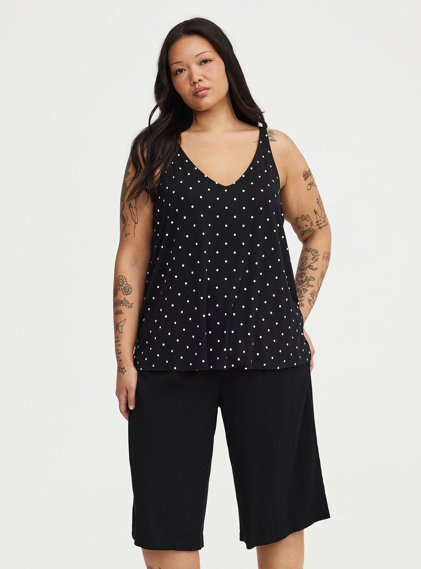 Super Soft V-Neck Swing Tank, BASIC DOT BLACK, alternate
