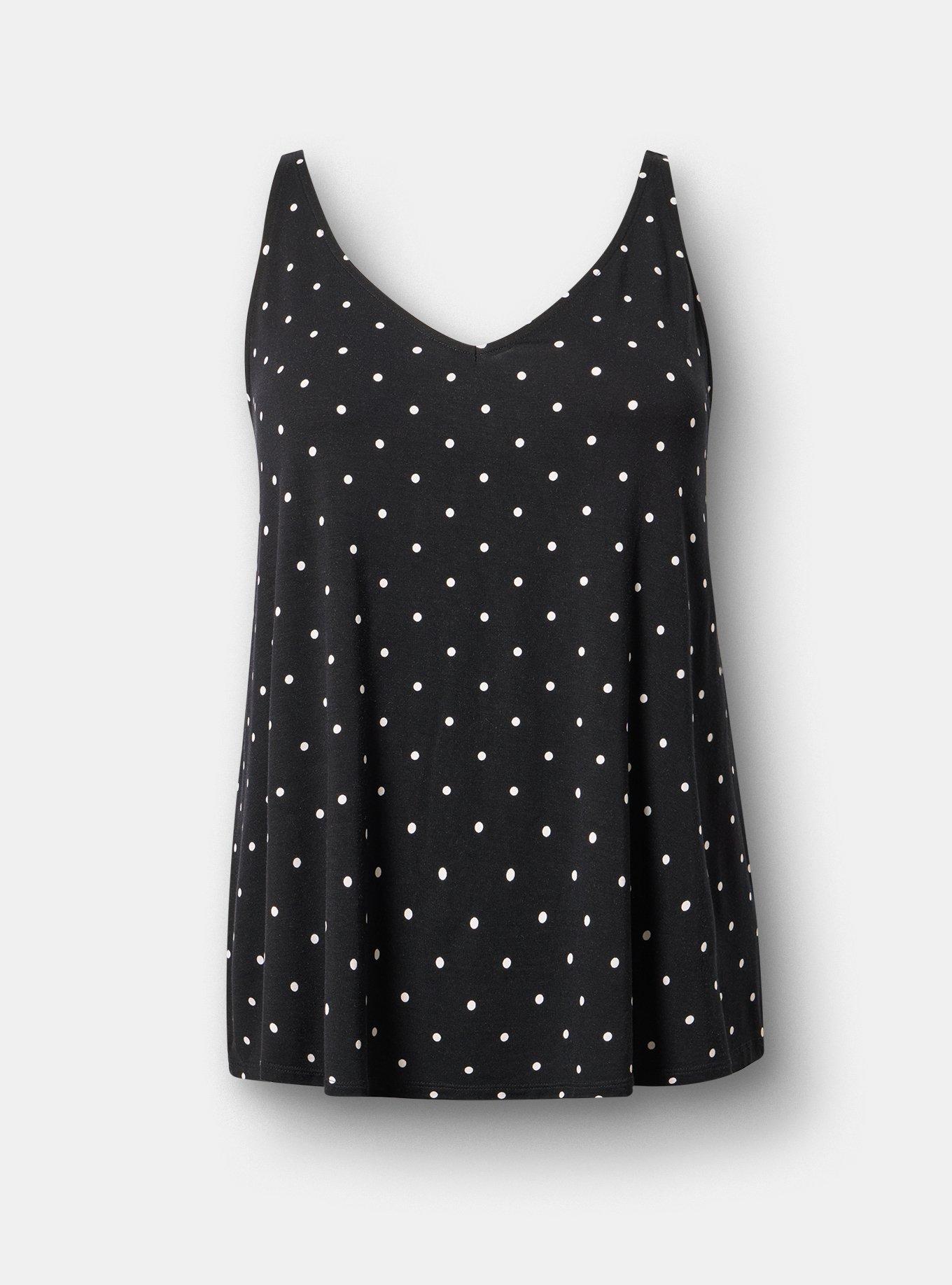 Super Soft V-Neck Swing Tank, BASIC DOT BLACK, hi-res