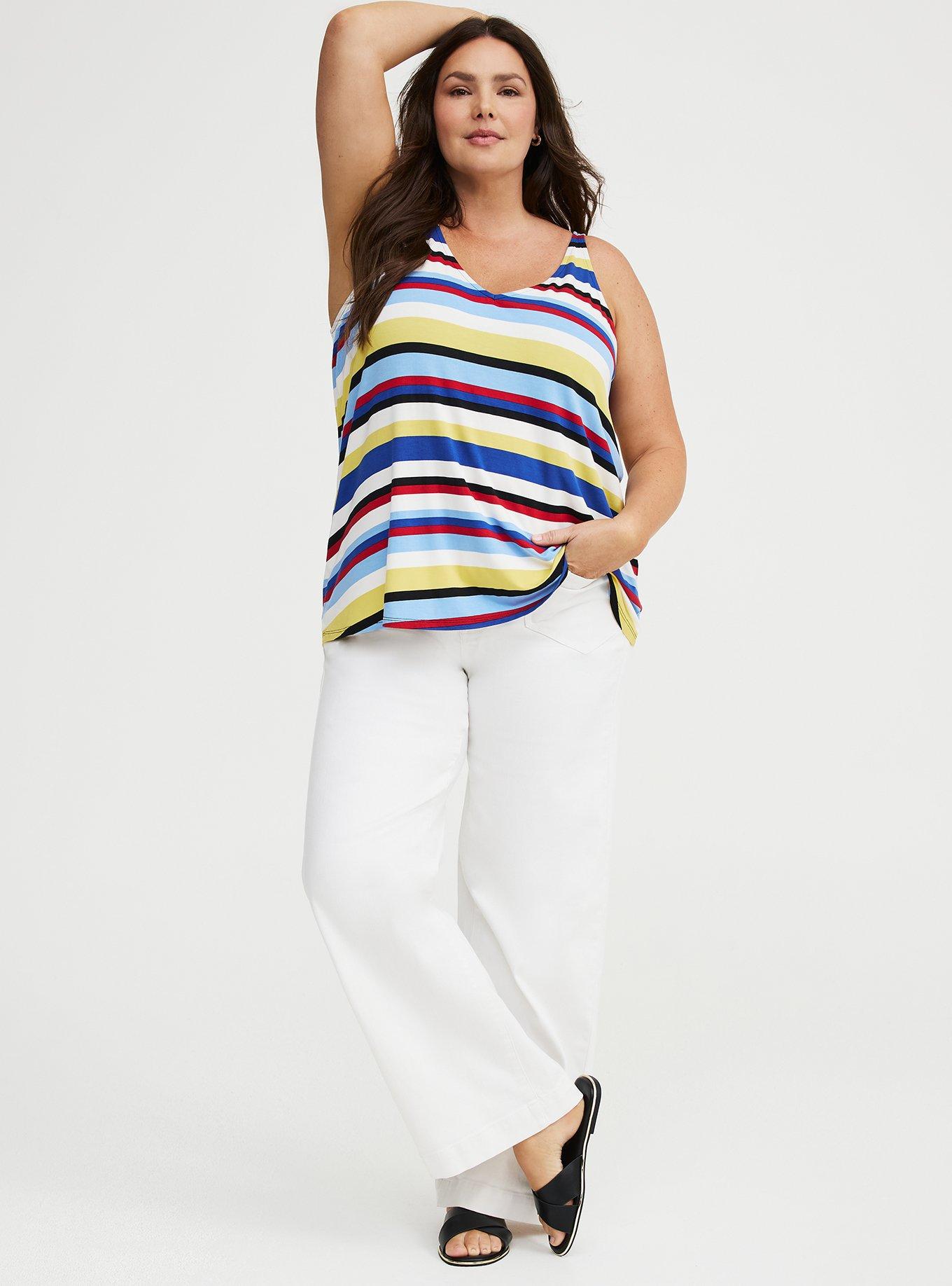 Super Soft V-Neck Swing Tank, PATRIOT STRIPES MULTI, alternate