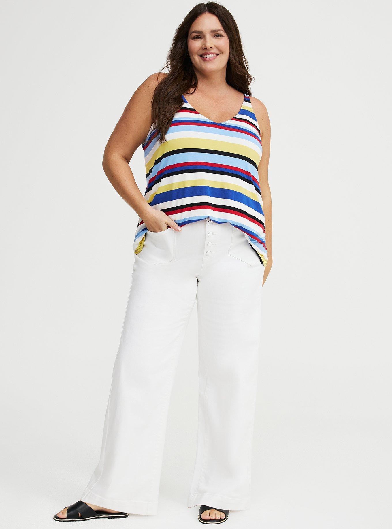 Super Soft V-Neck Swing Tank, PATRIOT STRIPES MULTI, alternate