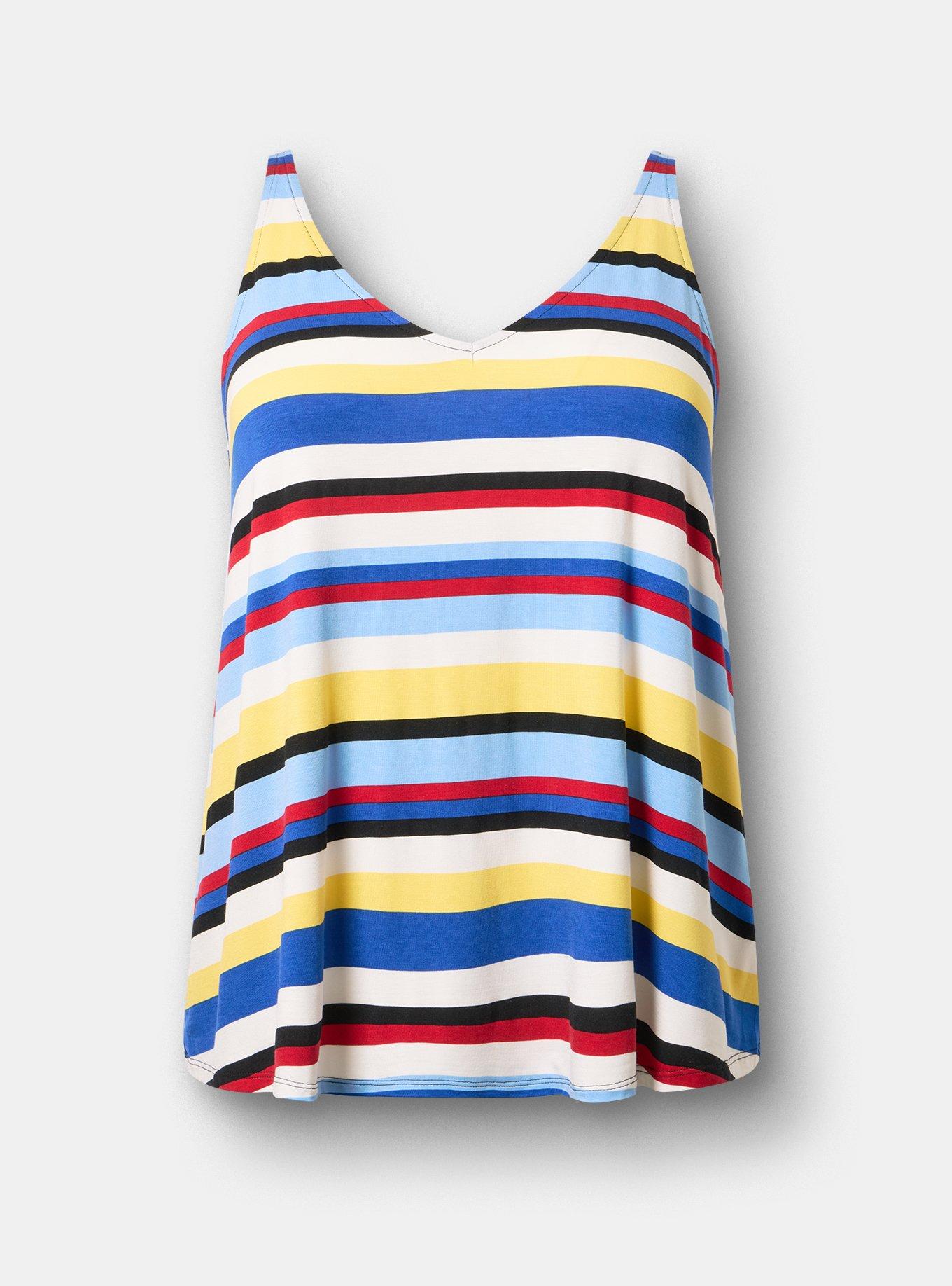 Super Soft V-Neck Swing Tank, PATRIOT STRIPES MULTI, hi-res