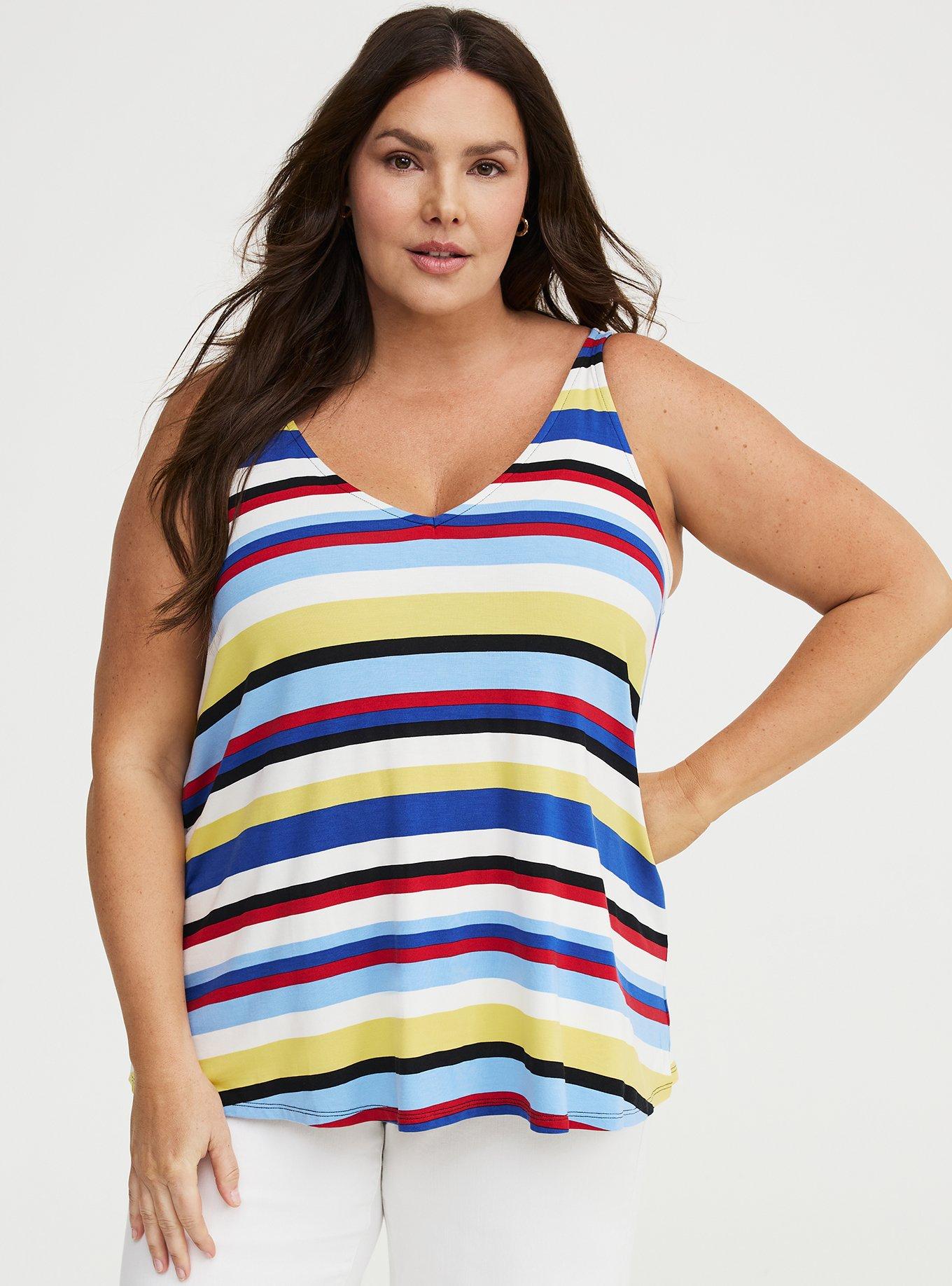 Super Soft V-Neck Swing Tank, PATRIOT STRIPES MULTI, hi-res