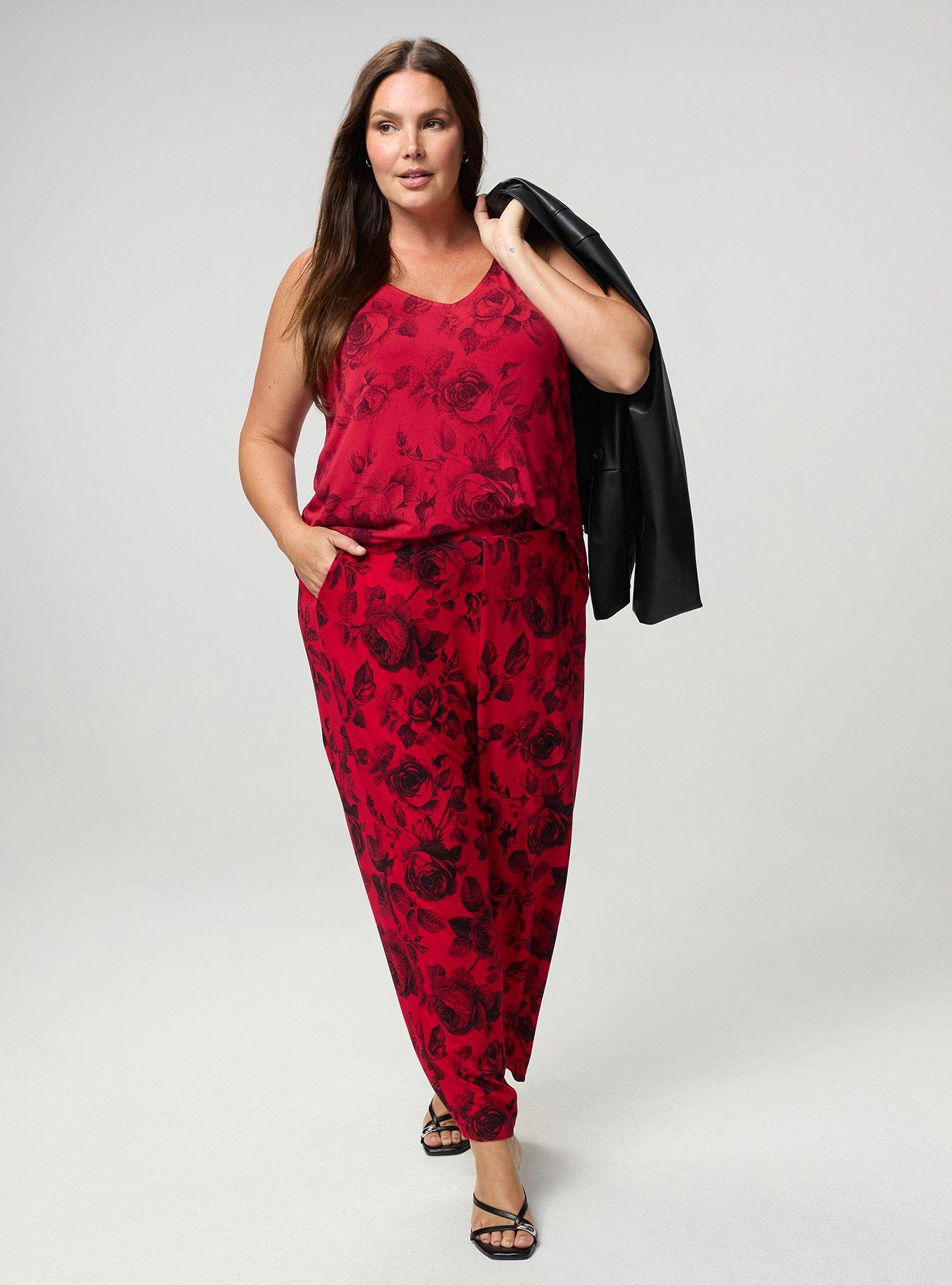 Super Soft V-Neck Swing Tank, MARYANNE FLORAL RED, alternate