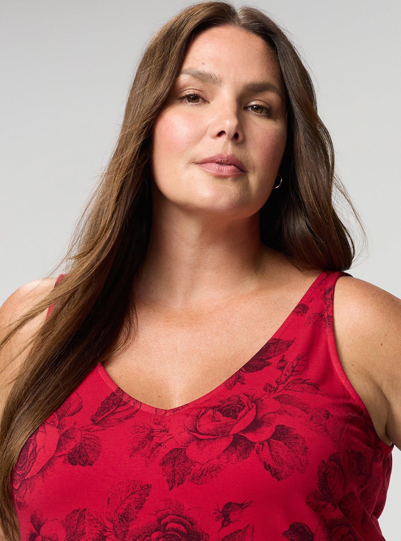 Super Soft V-Neck Swing Tank, MARYANNE FLORAL RED, alternate