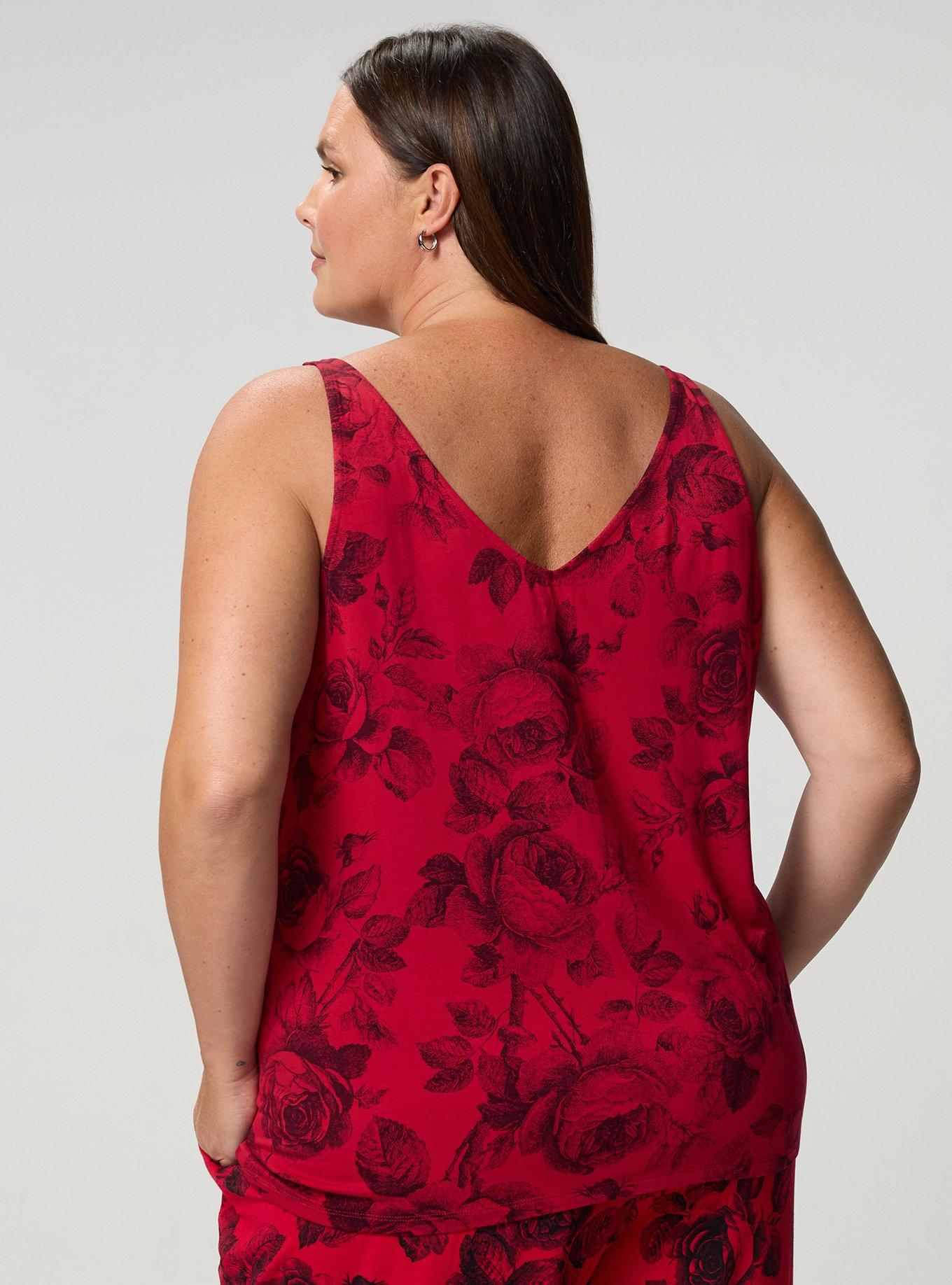Super Soft V-Neck Swing Tank, MARYANNE FLORAL RED, alternate