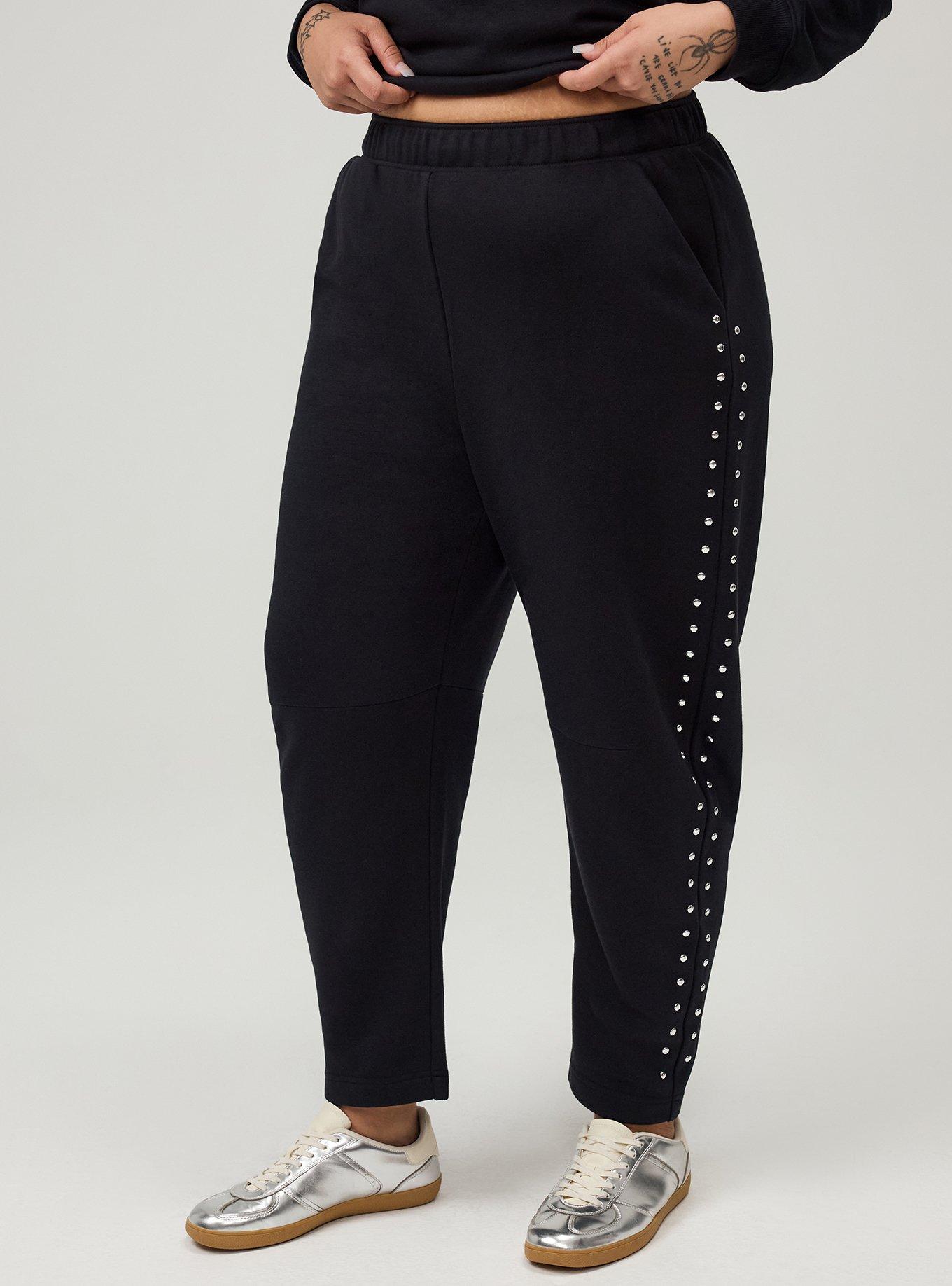 French Terry Pull-On Barrel Sweatpant, BLACK, alternate