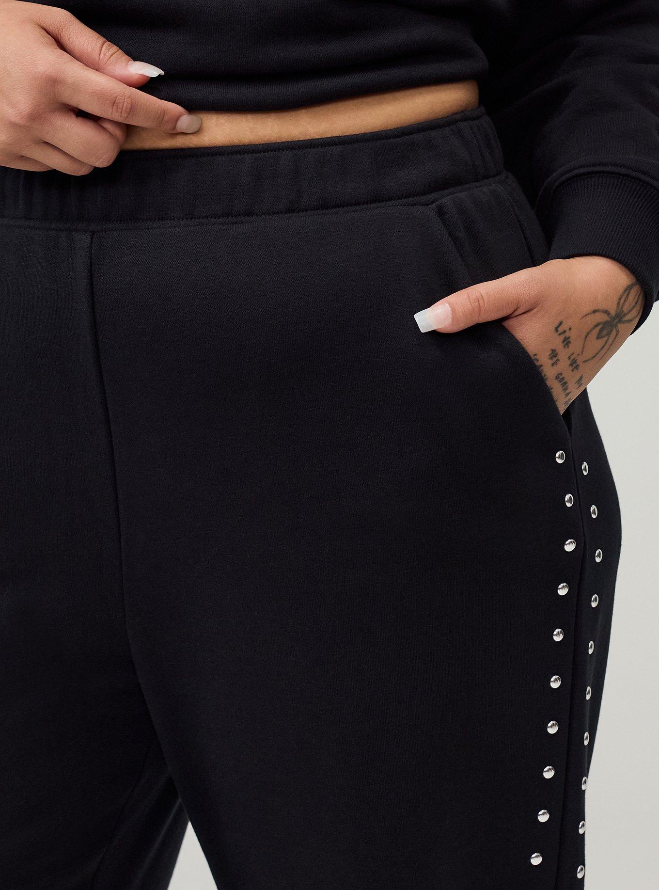 French Terry Pull-On Barrel Sweatpant, BLACK, alternate