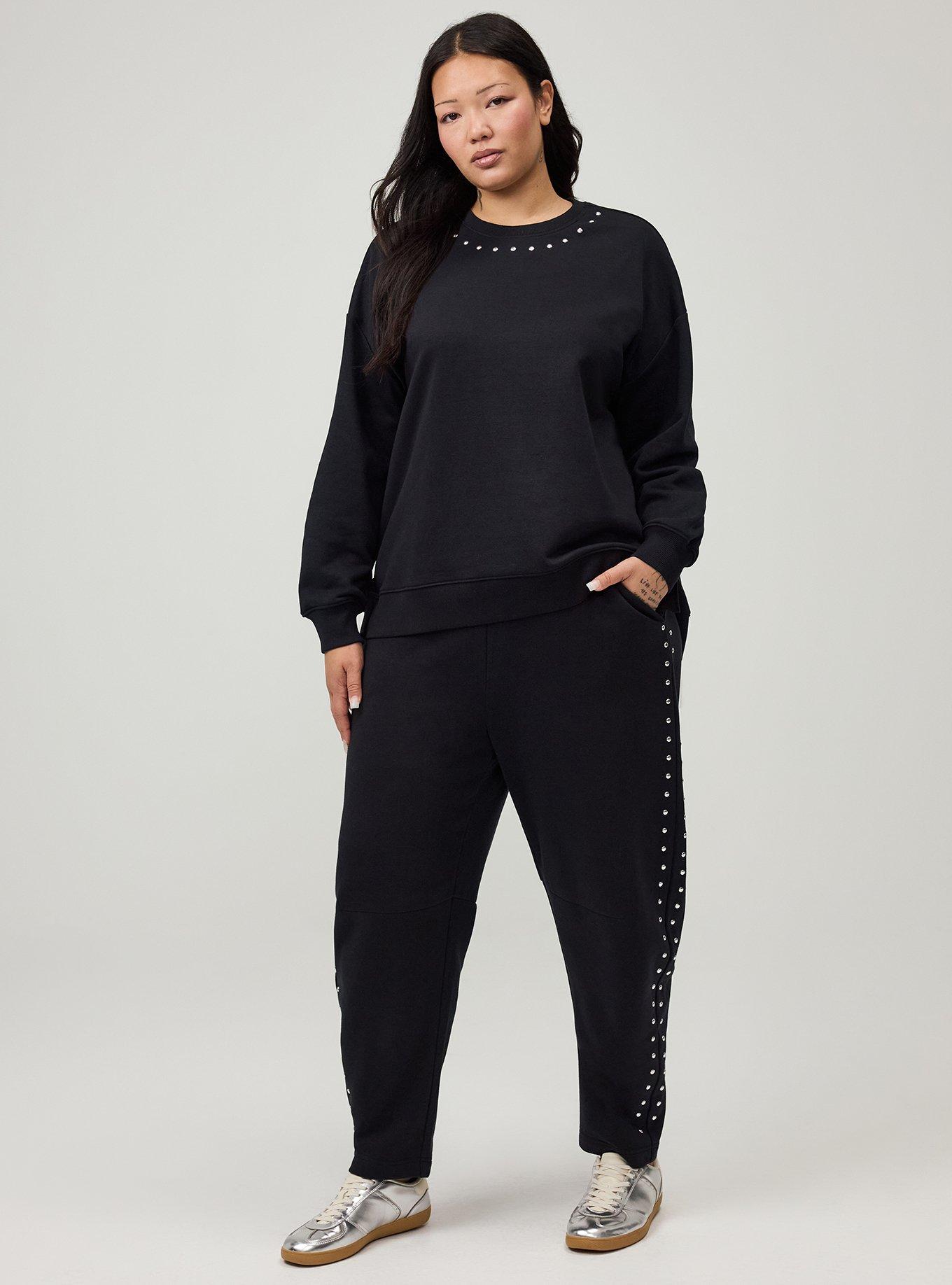 French Terry Pull-On Barrel Sweatpant, BLACK, hi-res
