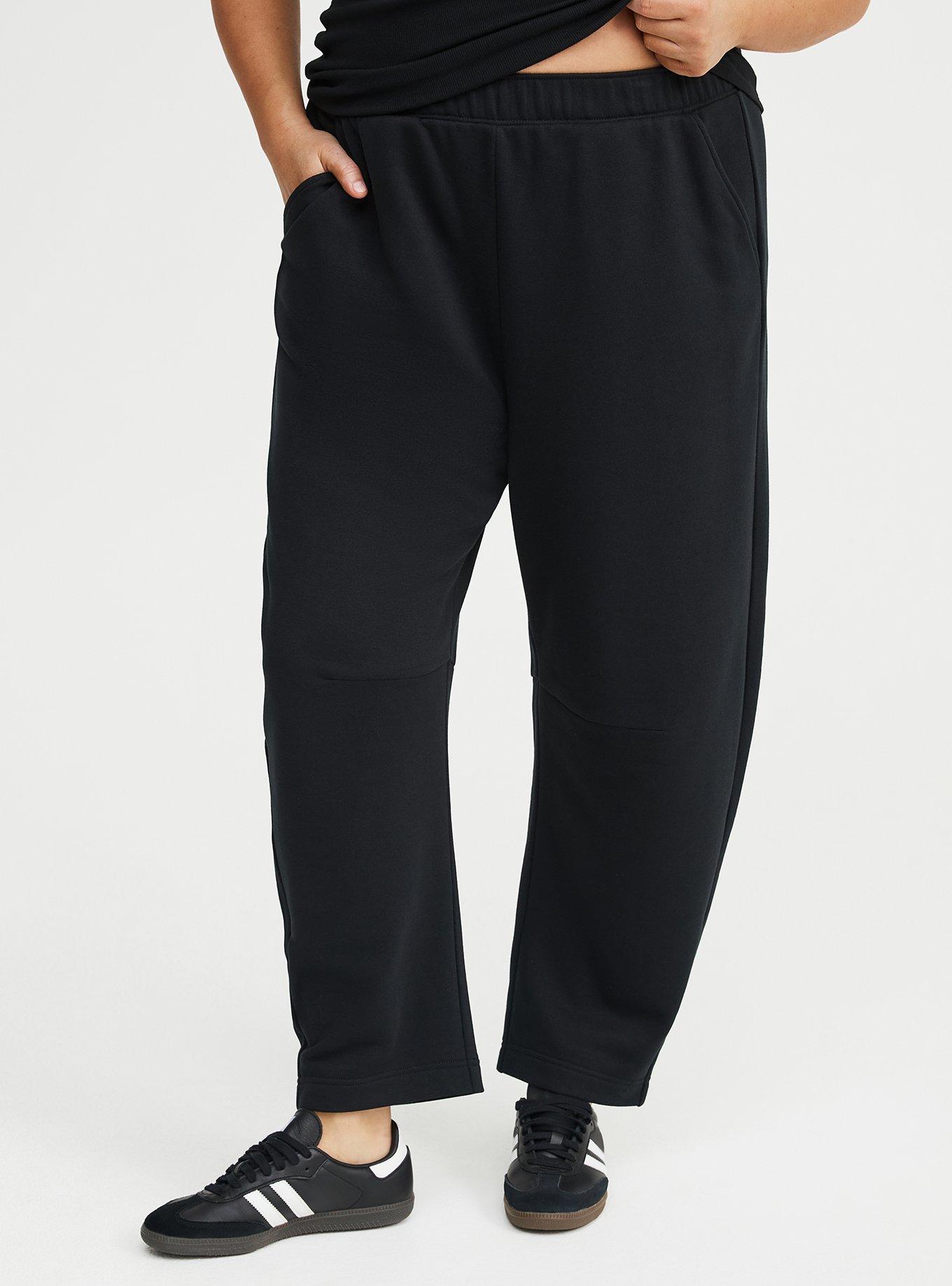 French Terry Pull-On Barrel Sweatpant, DEEP BLACK, alternate