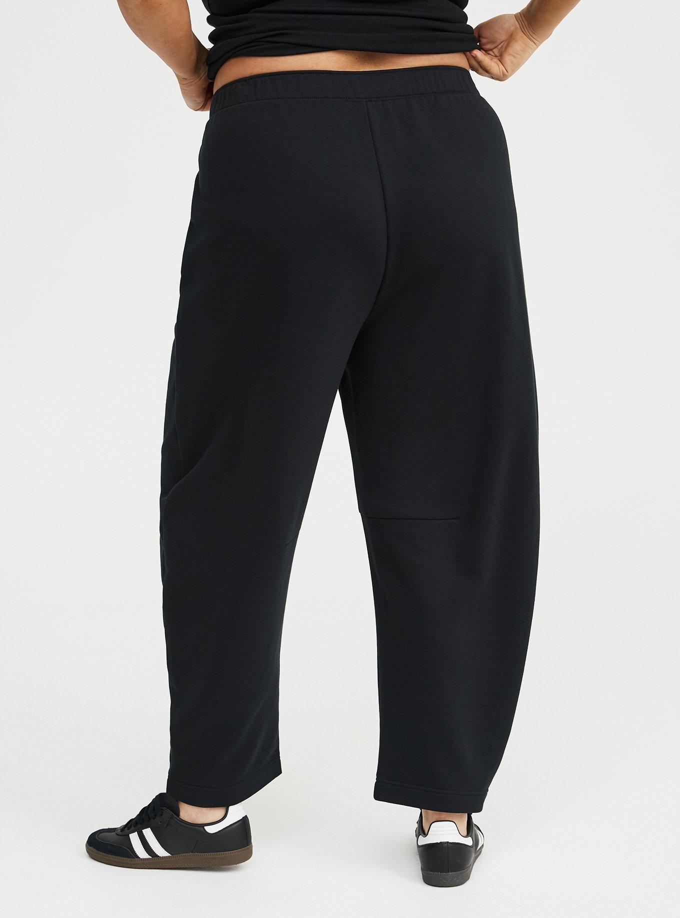 French Terry Pull-On Barrel Sweatpant, DEEP BLACK, alternate