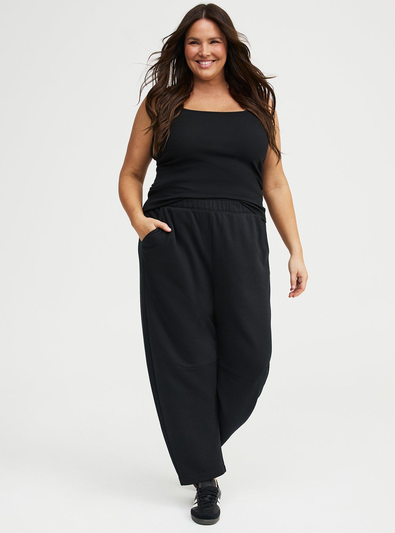 French Terry Pull-On Barrel Sweatpant, DEEP BLACK, alternate