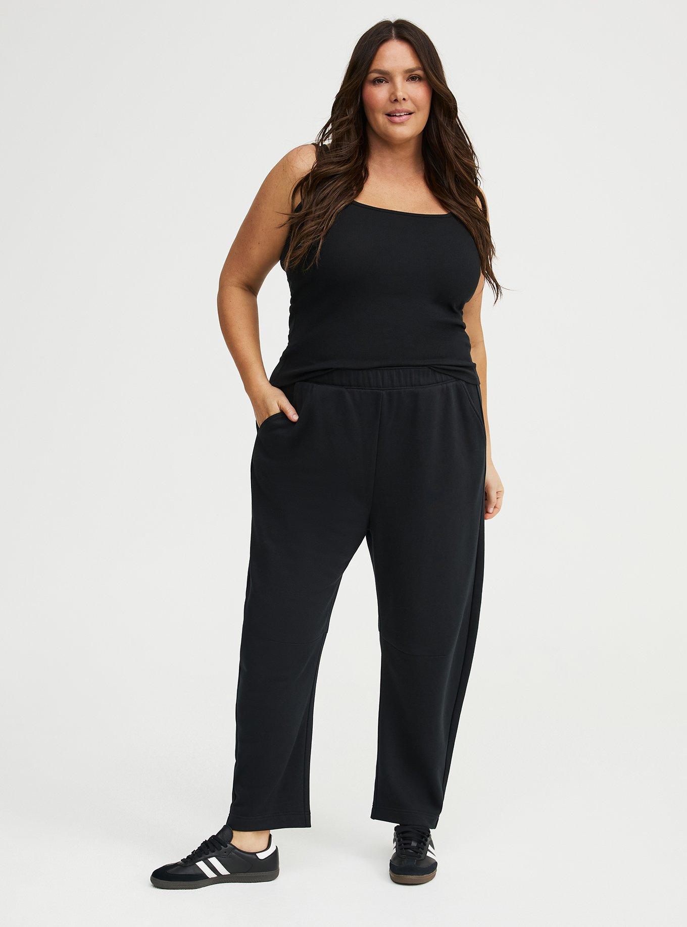 French Terry Pull-On Barrel Sweatpant, DEEP BLACK, hi-res