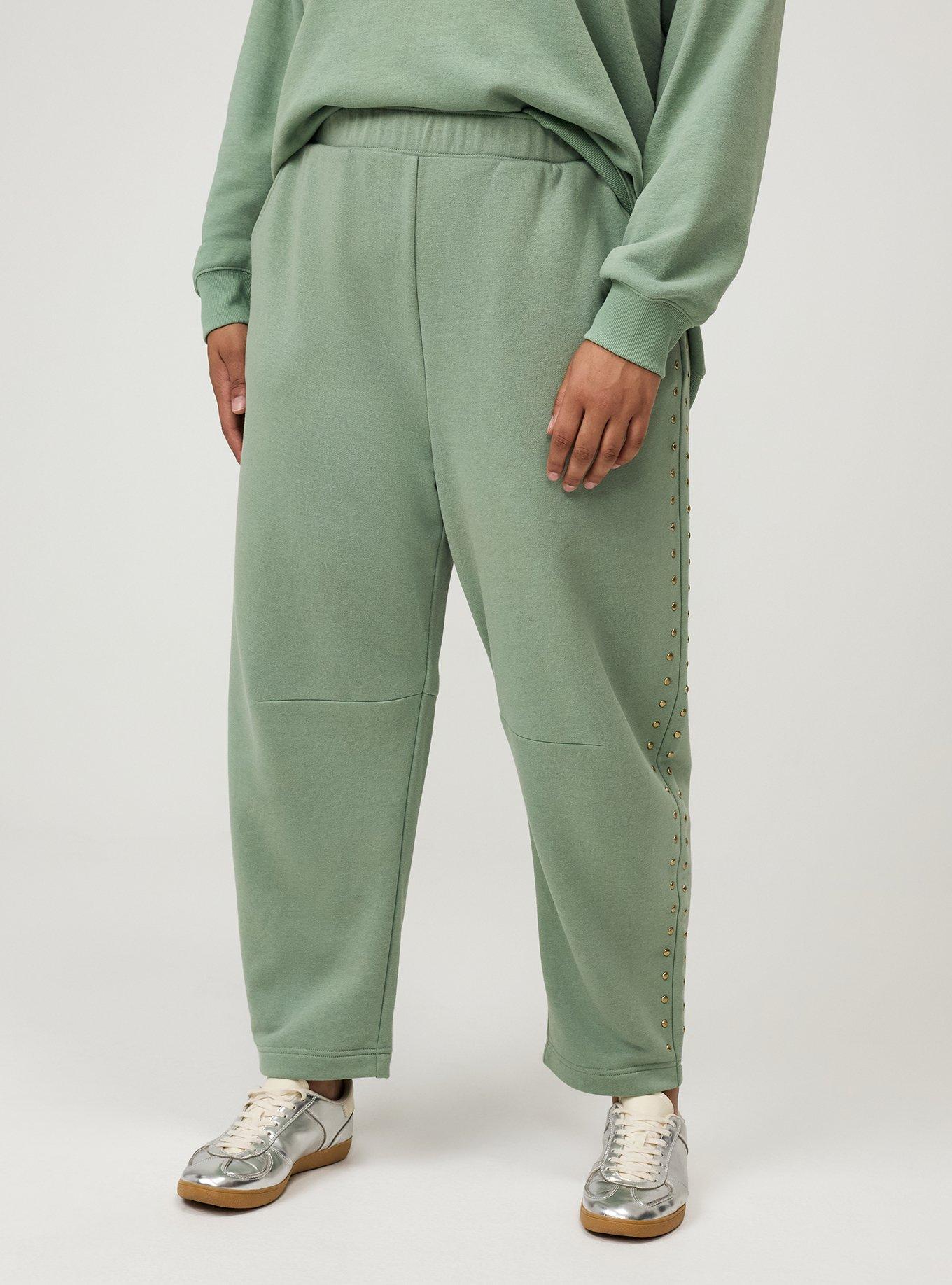 French Terry Pull-On Barrel Sweatpant, HEDGE GREEN, alternate