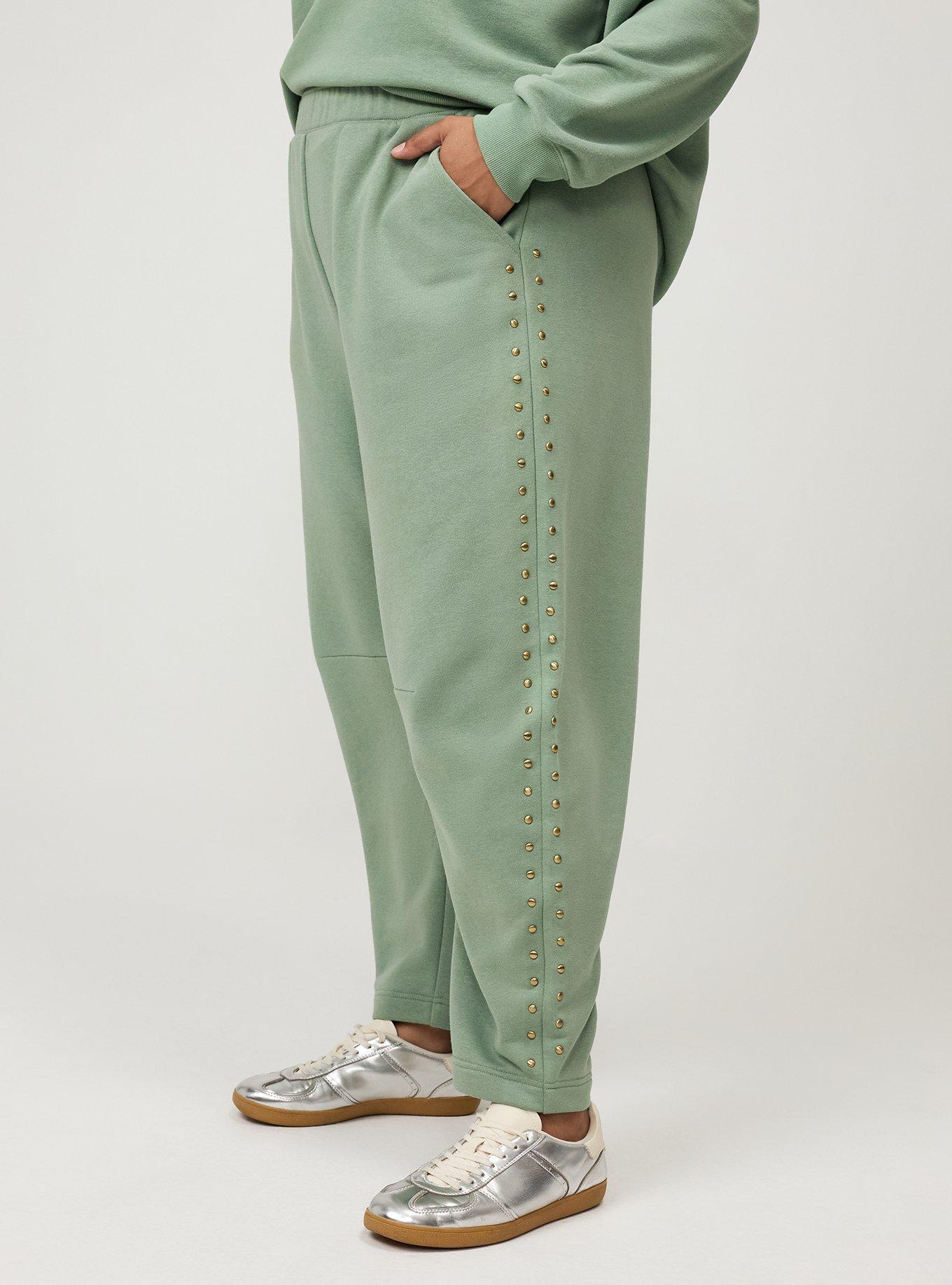 French Terry Pull-On Barrel Sweatpant, HEDGE GREEN, alternate
