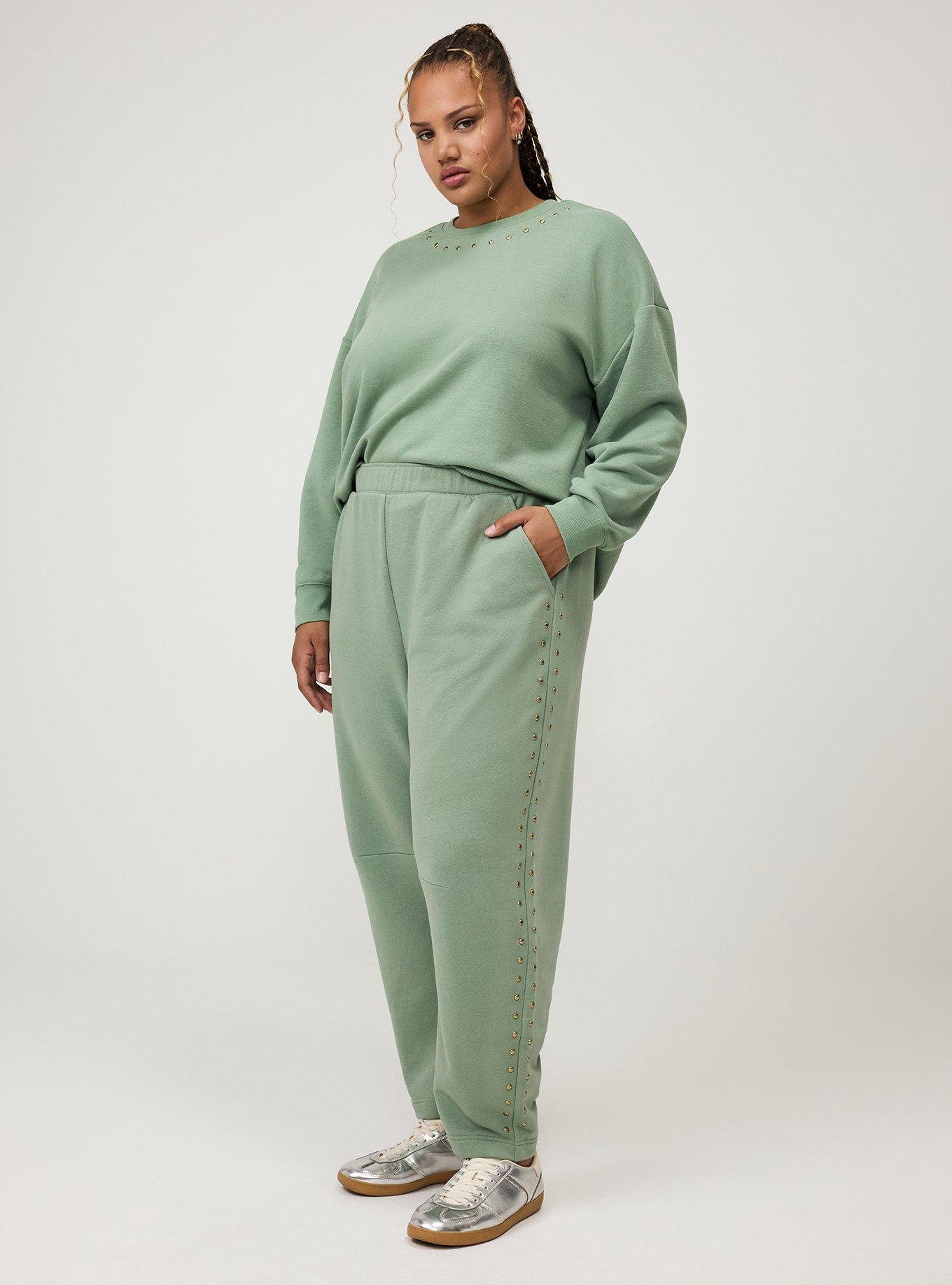 French Terry Pull-On Barrel Sweatpant, HEDGE GREEN, alternate