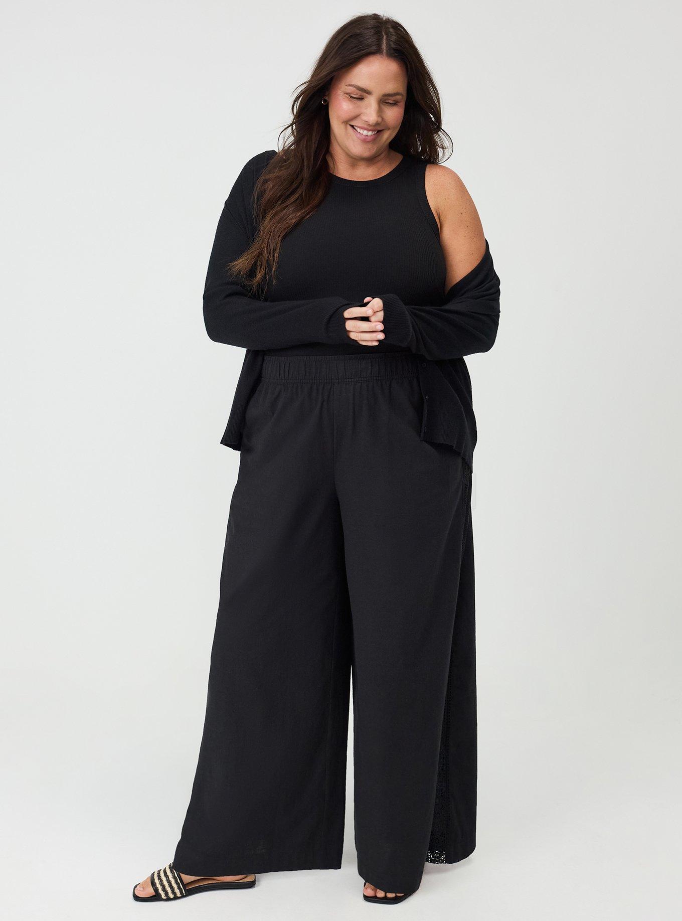 Pull-On Wide-Leg High-Rise Pant, DEEP BLACK, alternate