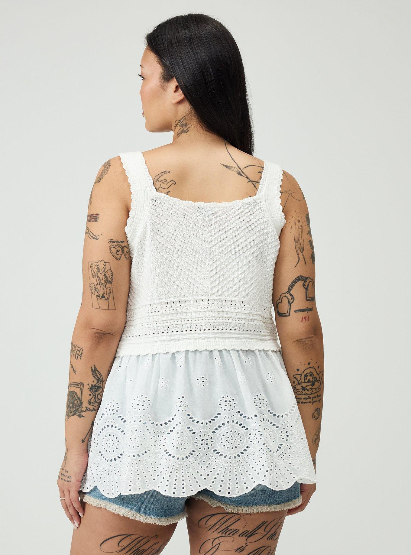 Babydoll 2fer Tank Sweater, BLANC DE BLANC, alternate