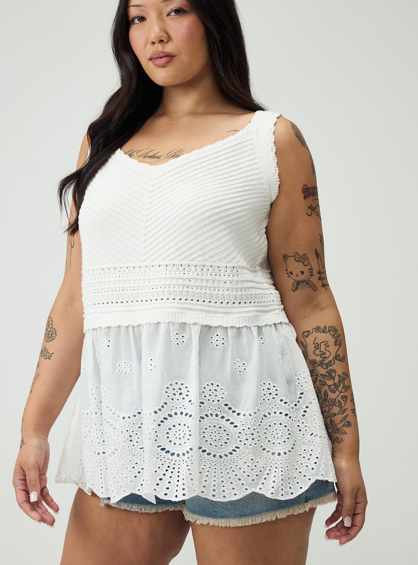 Babydoll 2fer Tank Sweater, BLANC DE BLANC, alternate