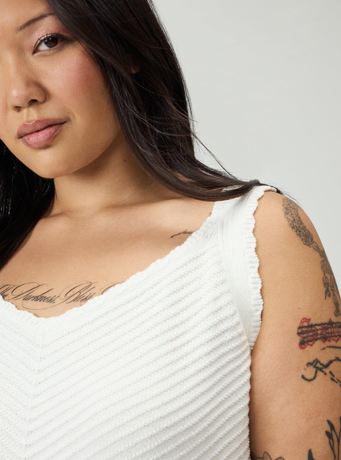 Babydoll 2fer Tank Sweater, BLANC DE BLANC, alternate