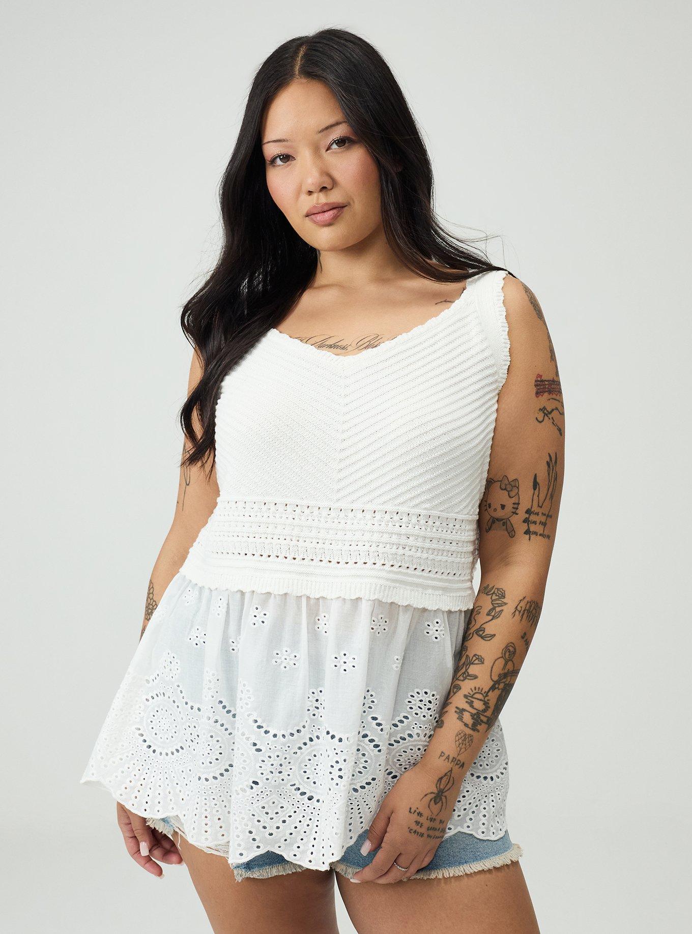 Babydoll 2fer Tank Sweater, BLANC DE BLANC, hi-res