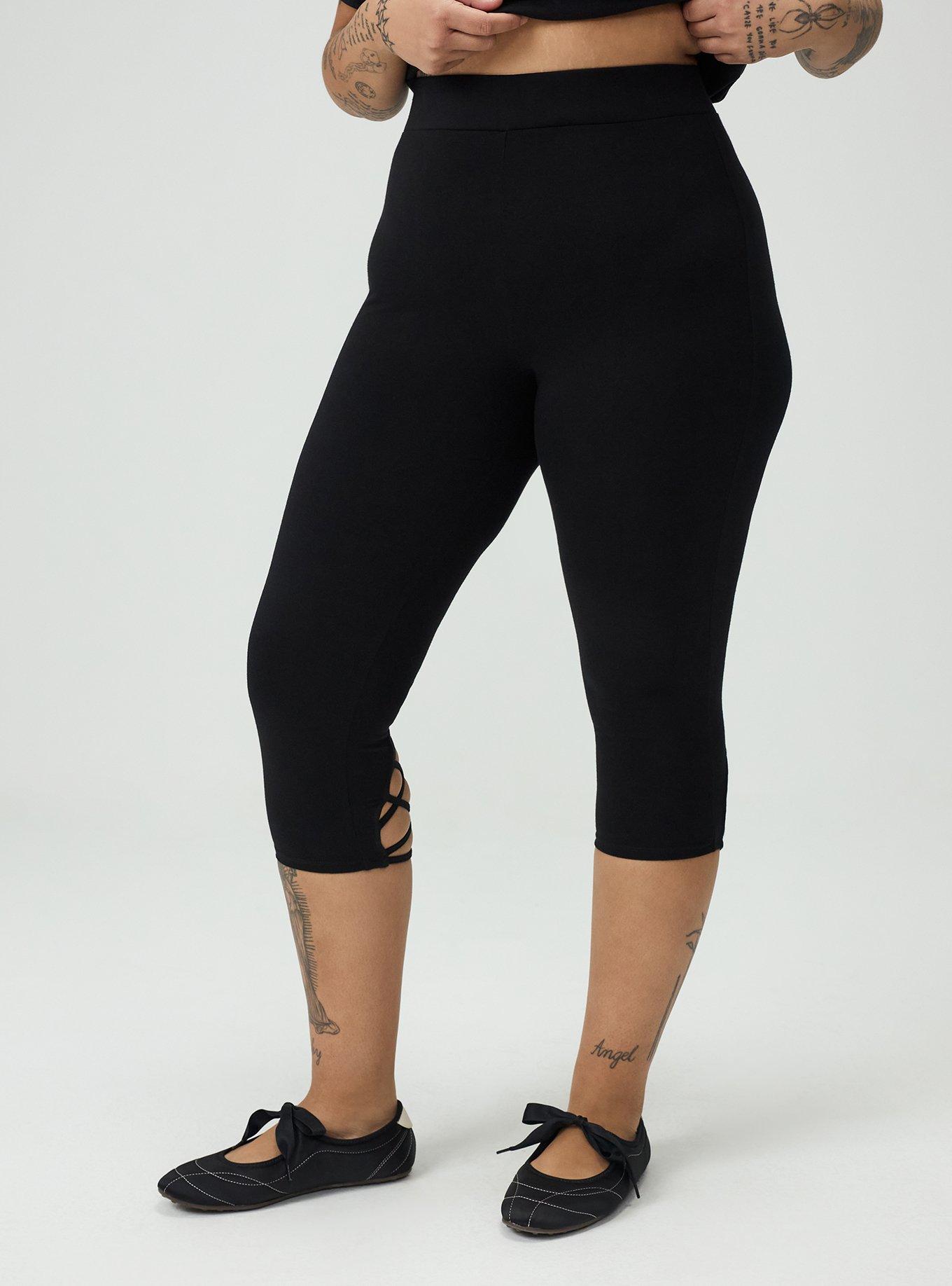 Capri Lace Back Detail Legging, DEEP BLACK, alternate