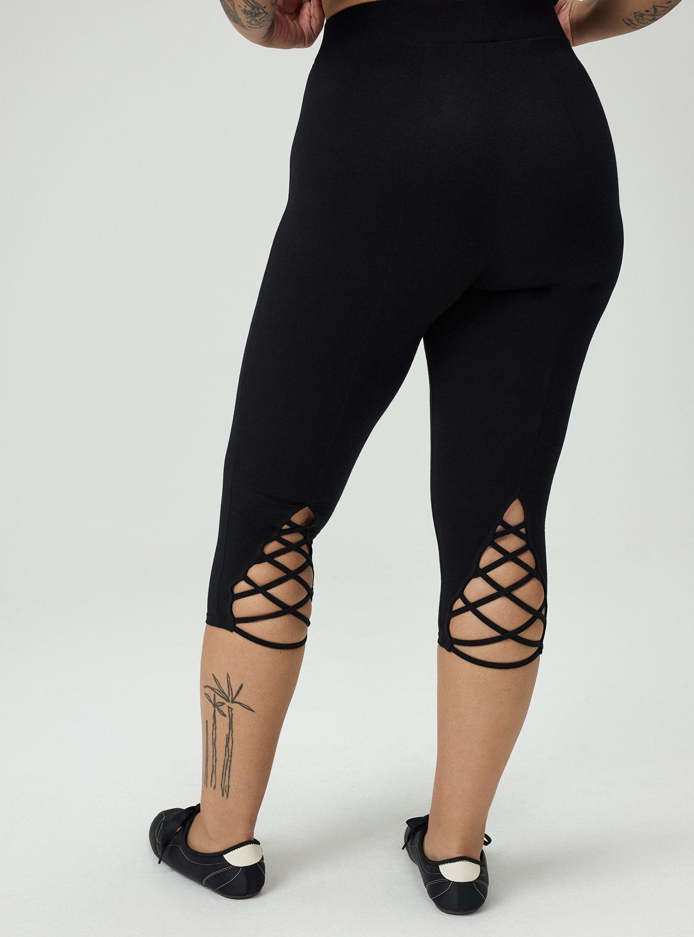 Capri Lace Back Detail Legging, DEEP BLACK, alternate
