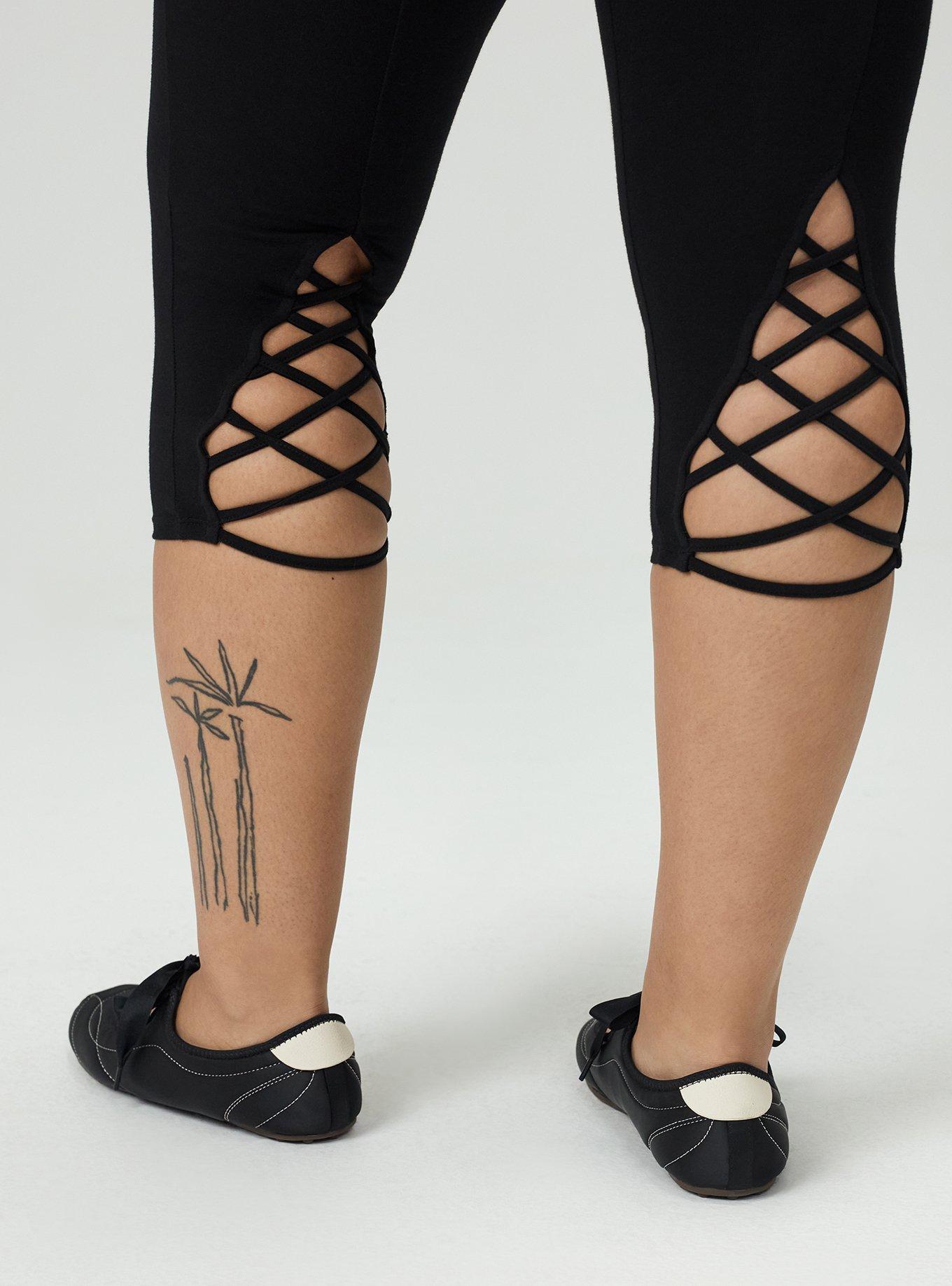 Capri Lace Back Detail Legging, DEEP BLACK, alternate