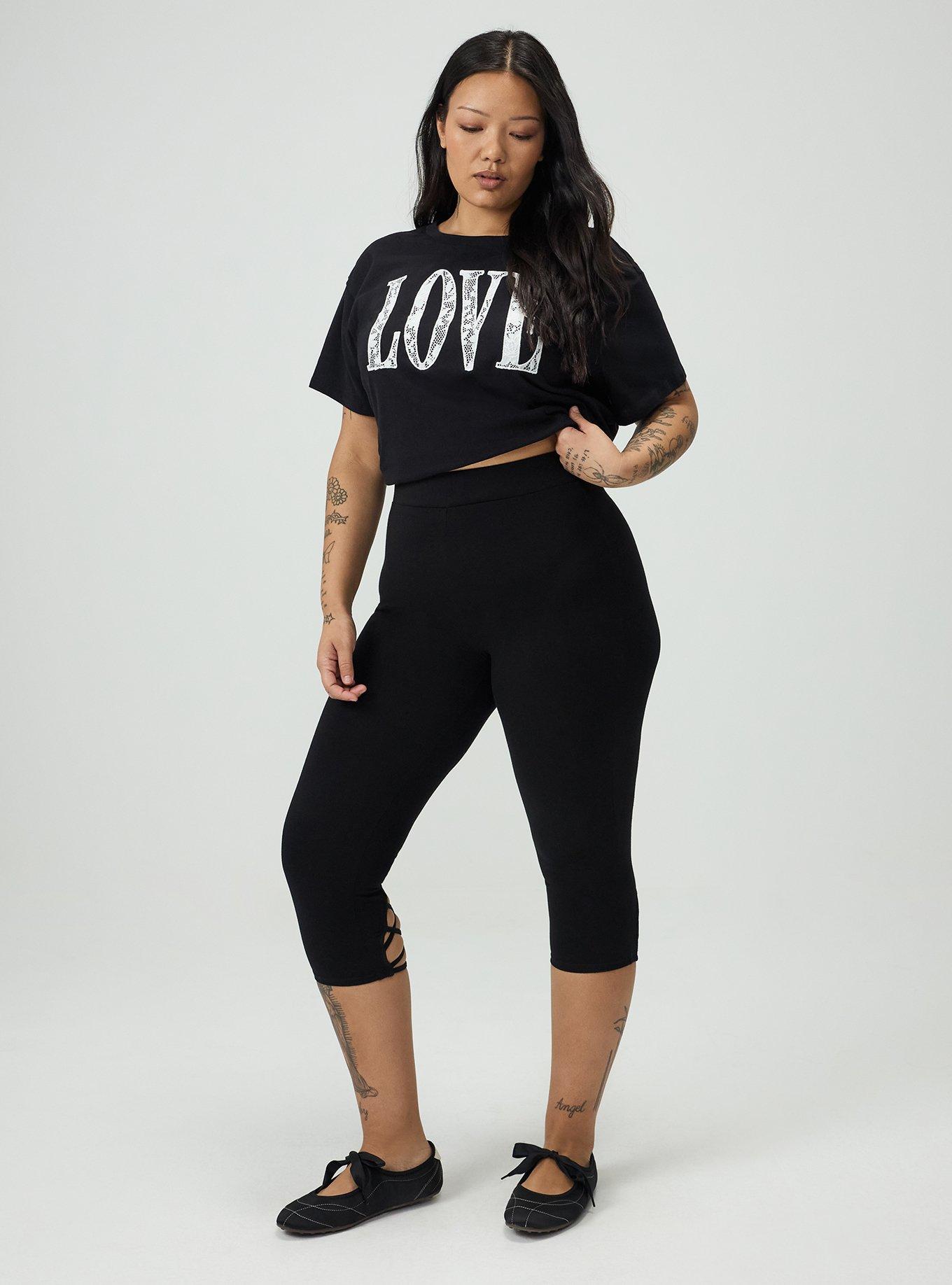 Capri Lace Back Detail Legging, DEEP BLACK, hi-res