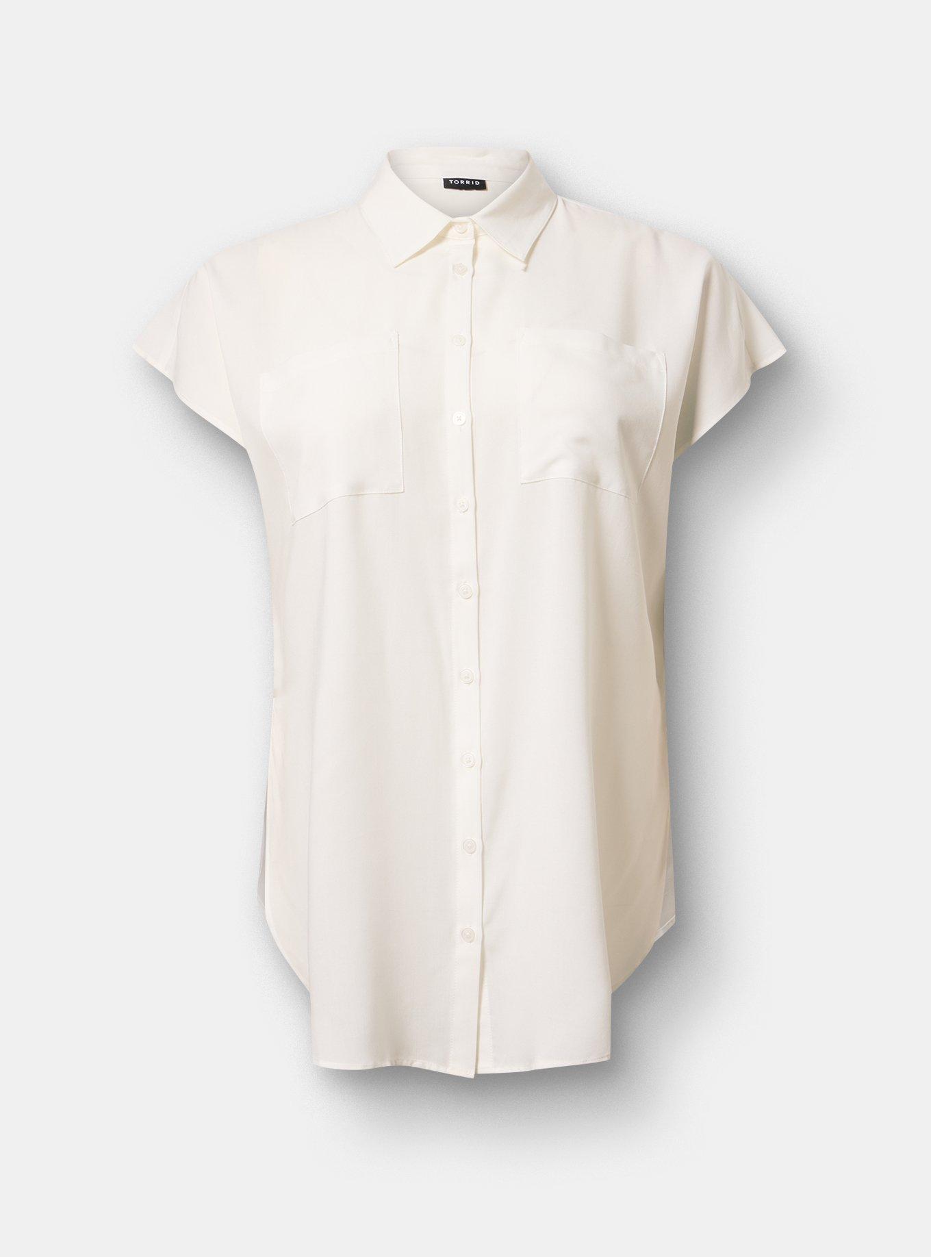 Challis Dolman Button Up Tunic Shirt, BLANC DE BLANC, hi-res