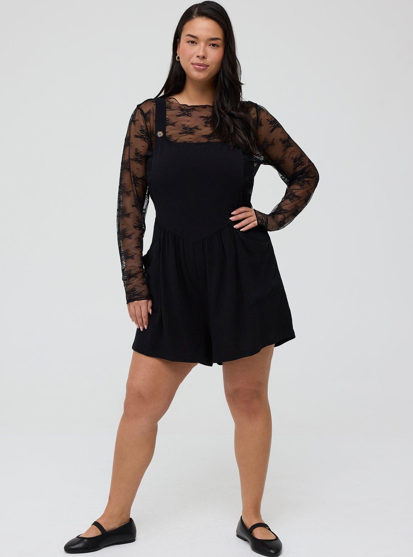 Washable Gauze Short Overall, DEEP BLACK, alternate