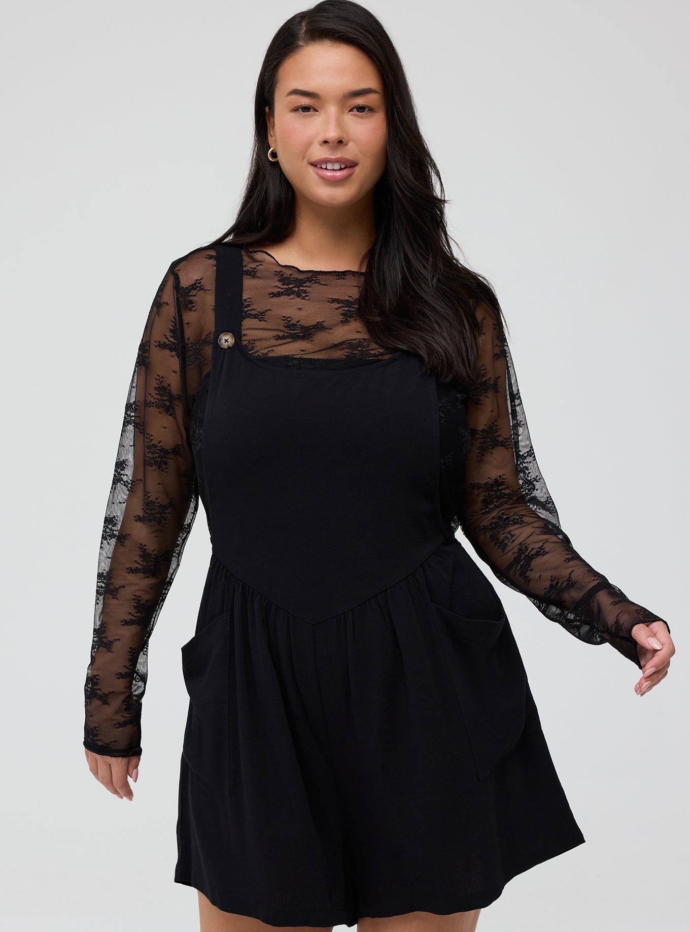 Washable Gauze Short Overall, DEEP BLACK, alternate