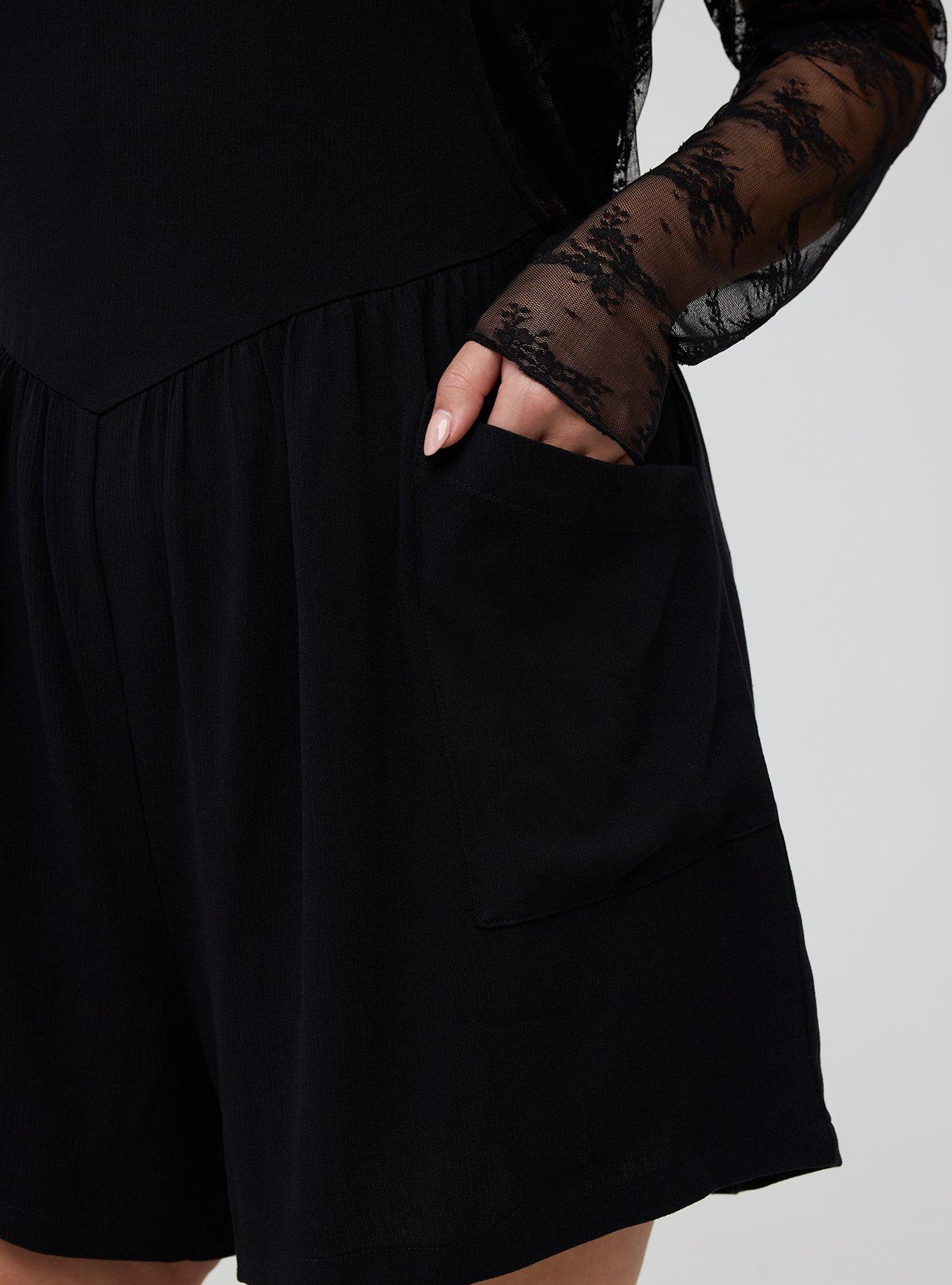 Washable Gauze Short Overall, DEEP BLACK, alternate