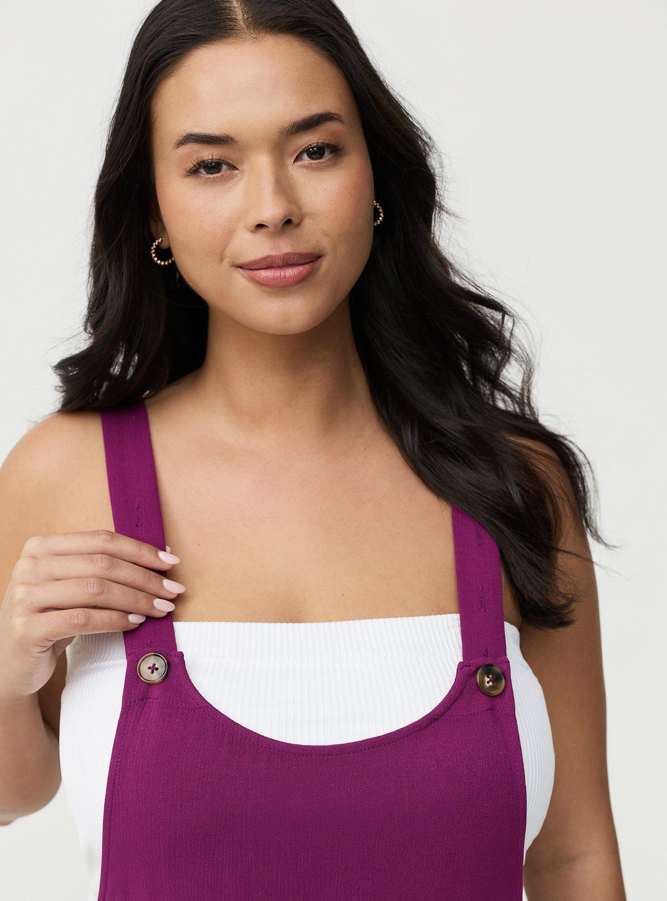 Washable Gauze Short Overall, PLUM CASPIA, alternate