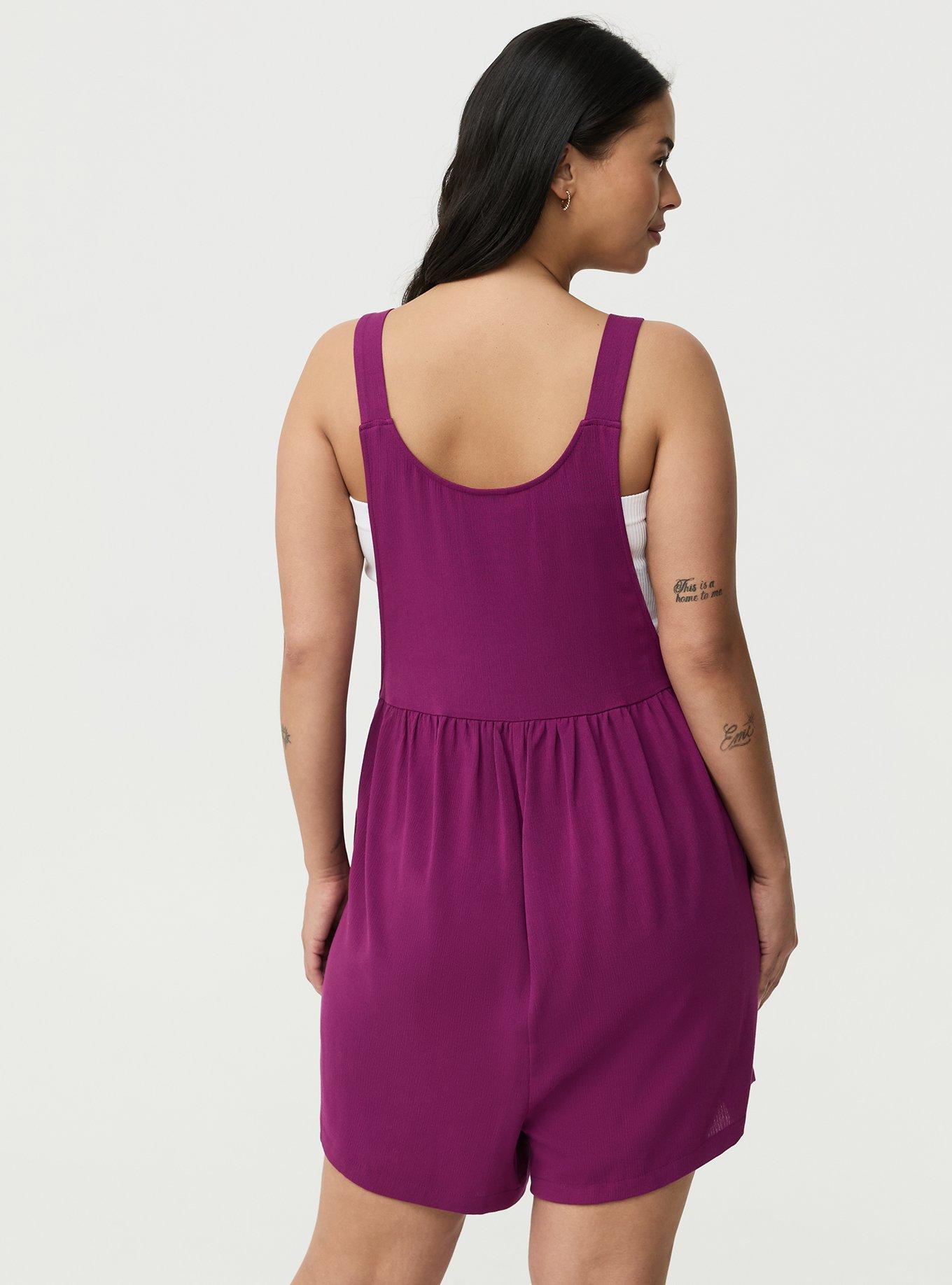 Washable Gauze Short Overall, PLUM CASPIA, alternate