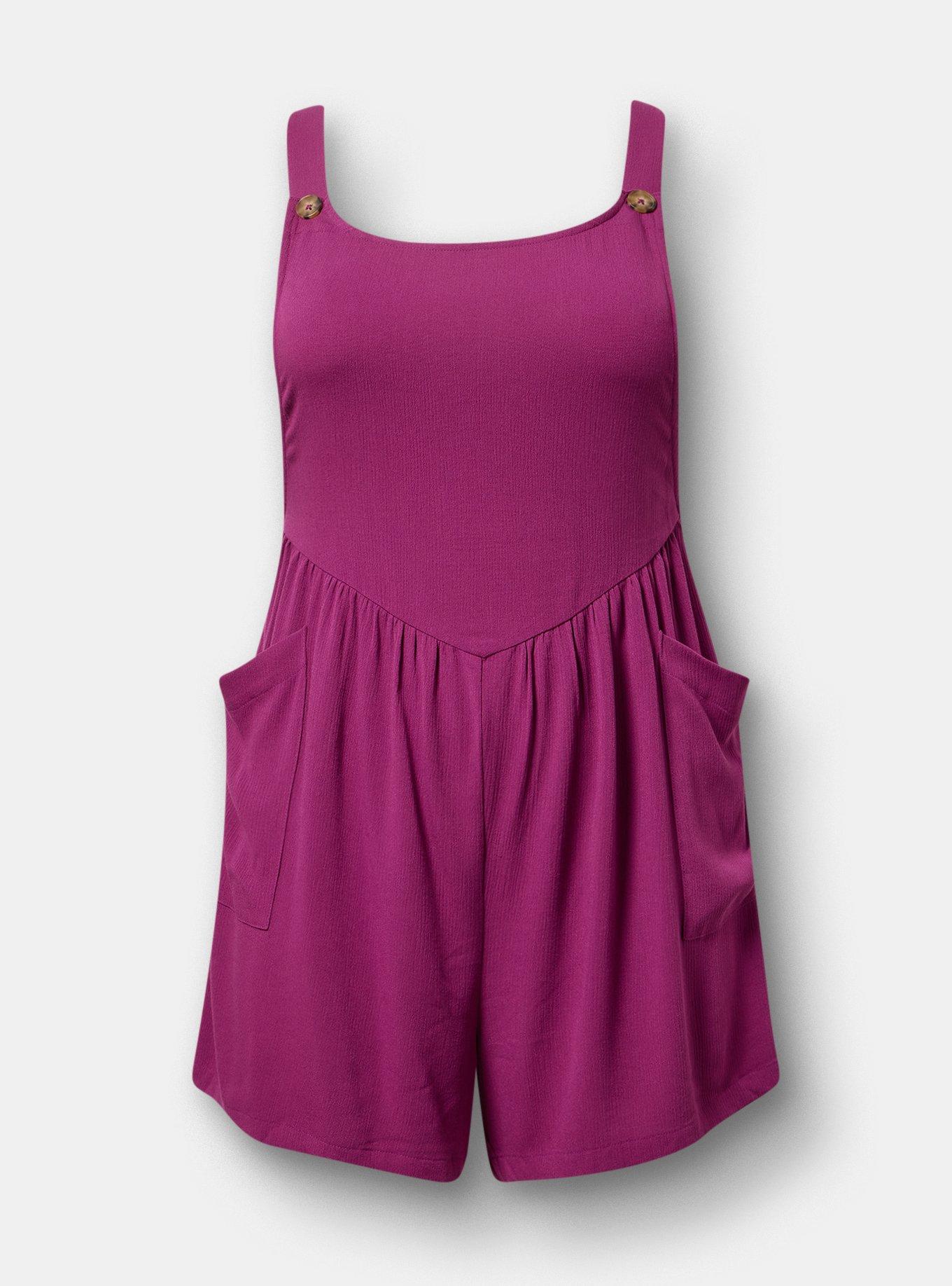 Washable Gauze Short Overall, PLUM CASPIA, hi-res