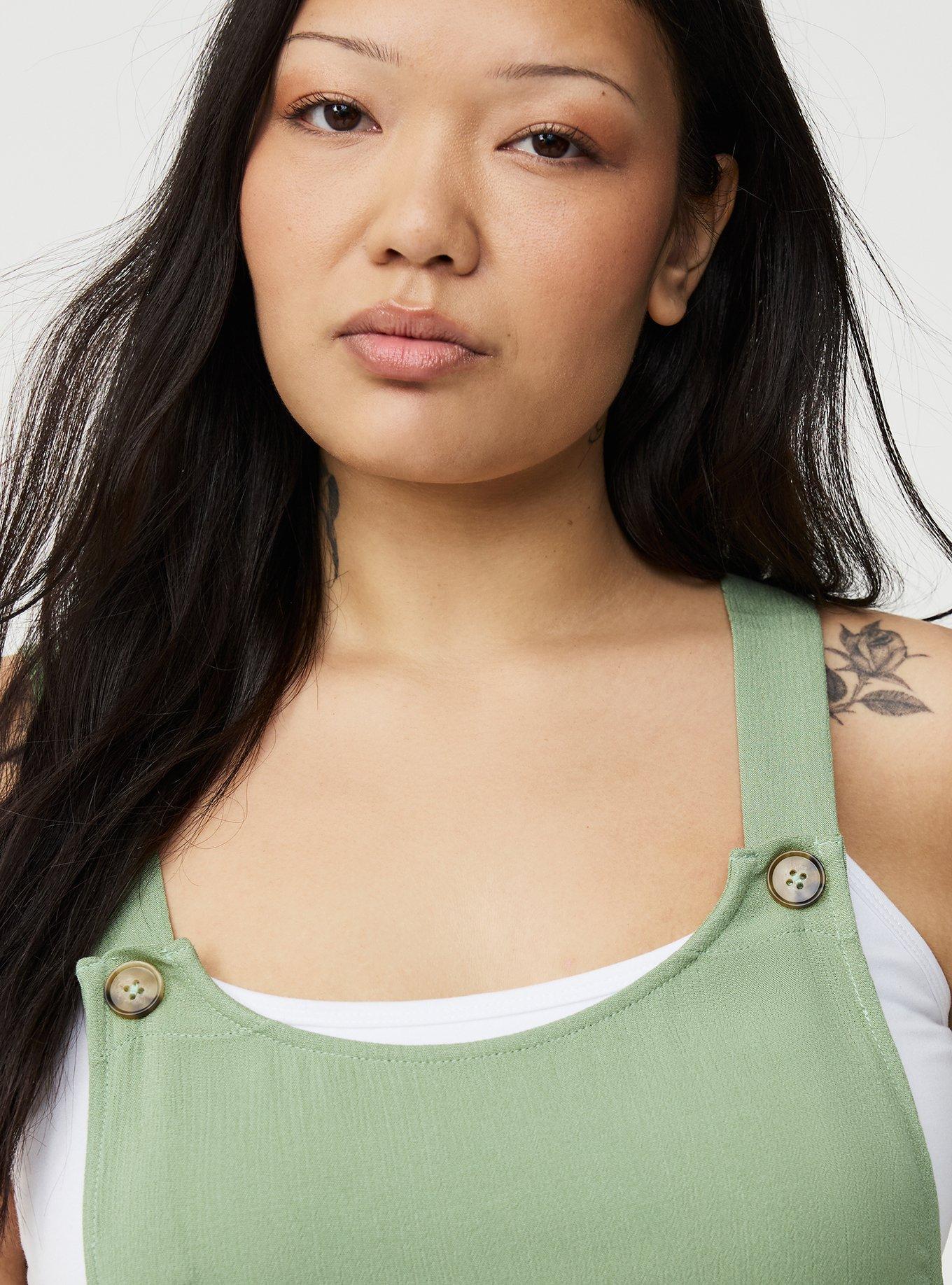 Washable Gauze Short Overall, HEDGE GREEN, alternate