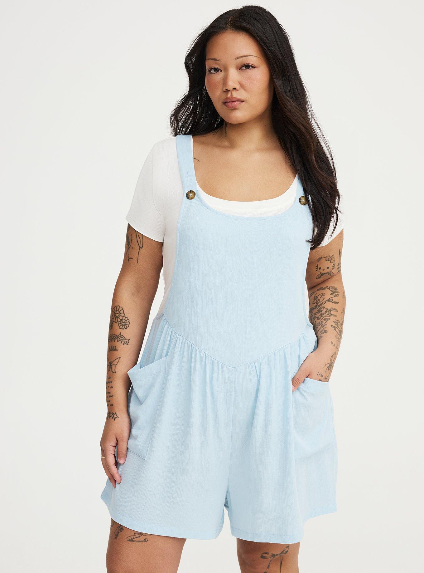 Washable Gauze Short Overall, ANGEL FALLS, hi-res