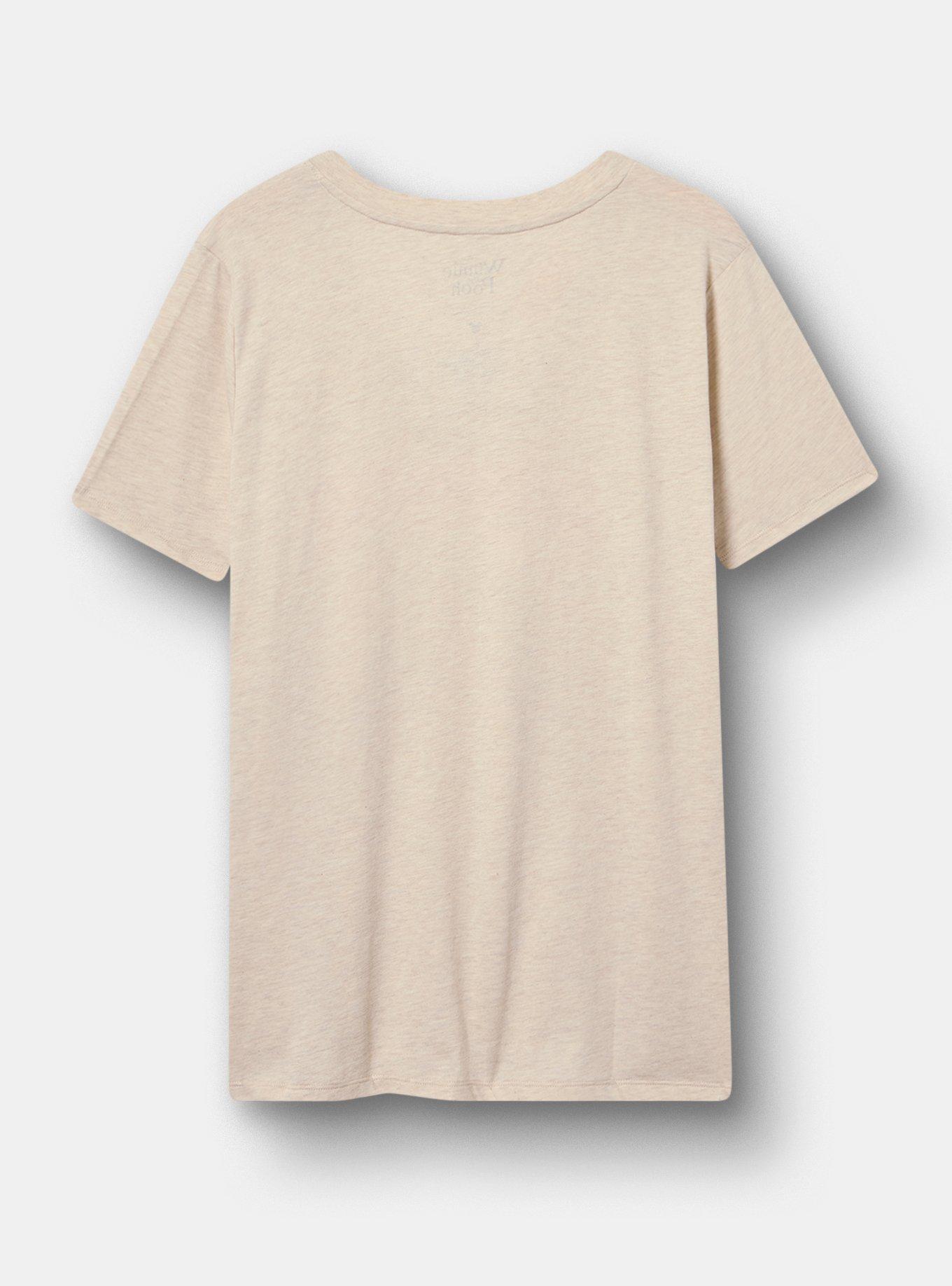 Disney Winnie The Pooh Classic Cotton V-Neck Tee, BE WHO YOU ARE POOH OATMEAL, alternate