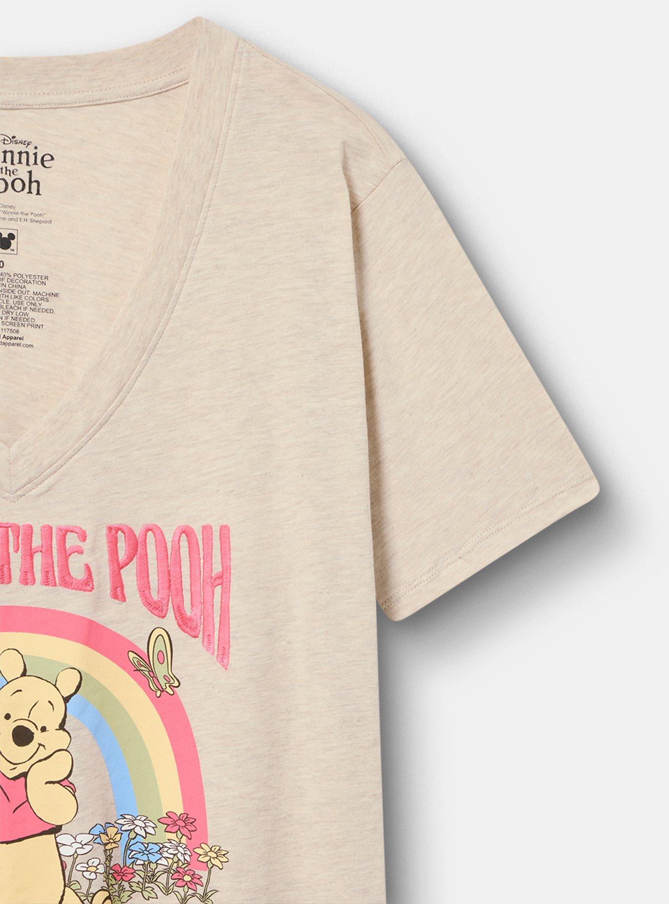 Disney Winnie The Pooh Classic Cotton V-Neck Tee, BE WHO YOU ARE POOH OATMEAL, alternate