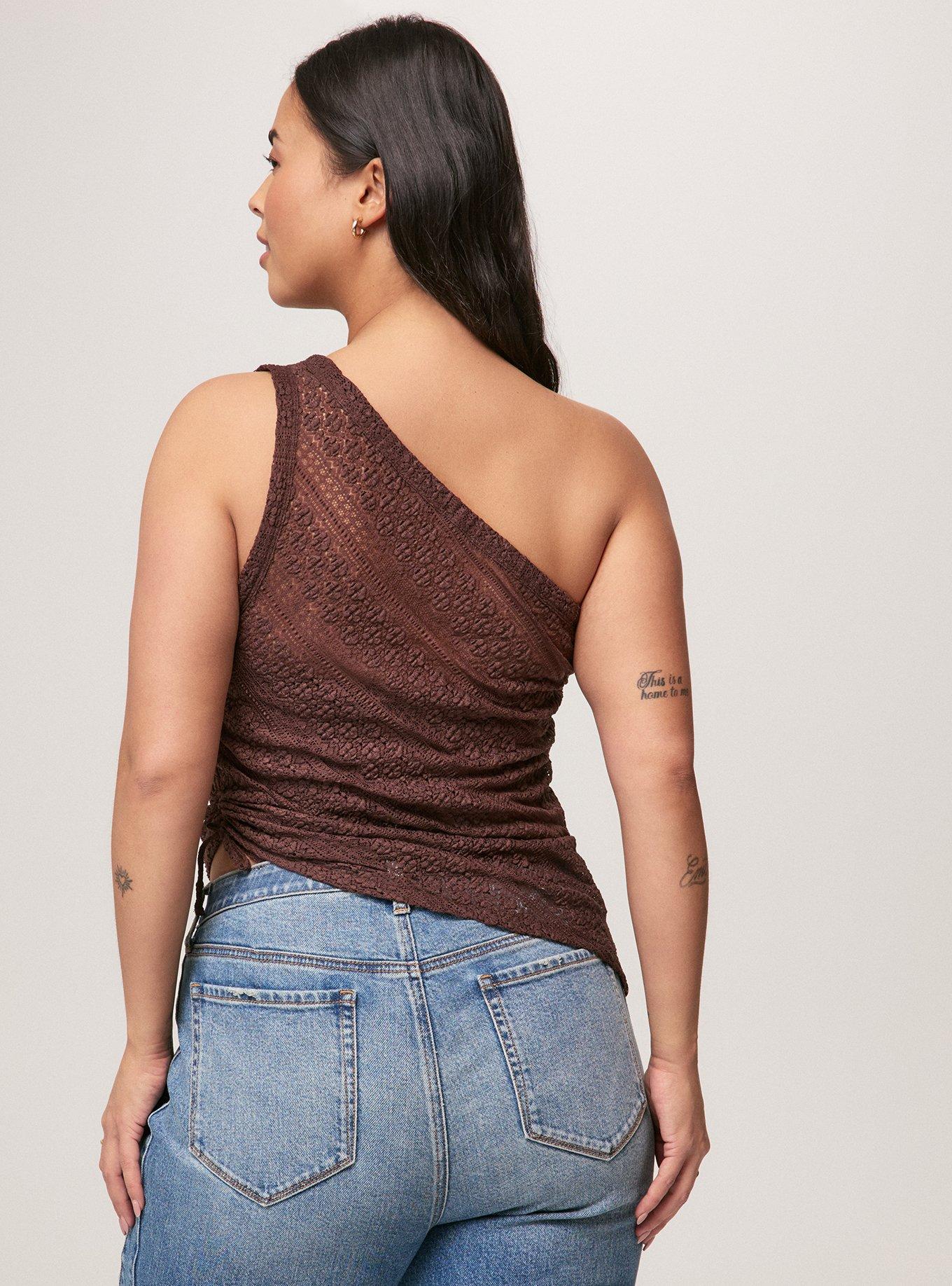 Festi One-Shoulder Ruched Top, FRENCH ROAST, alternate