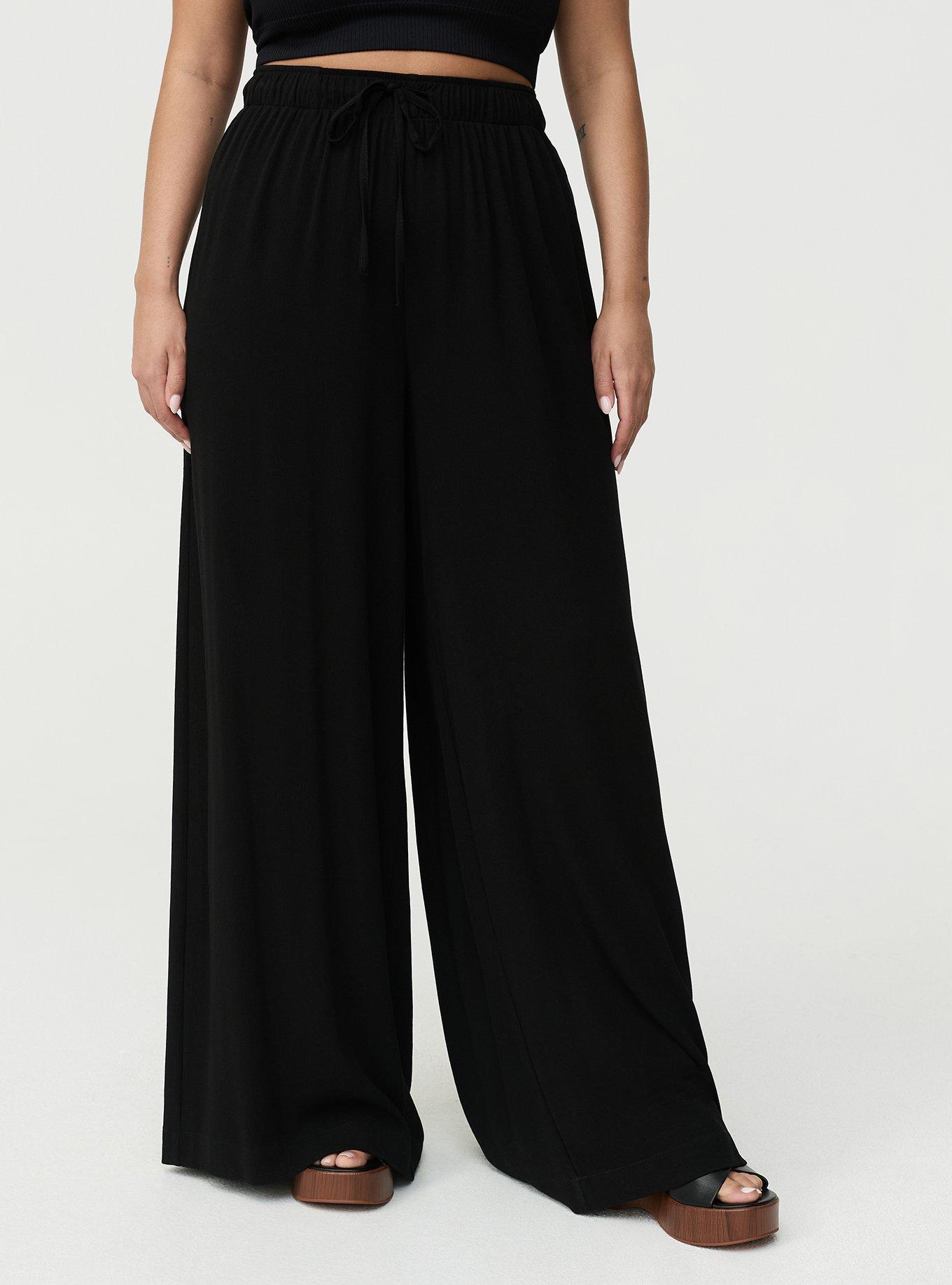 Crop High-Rise Wide-Leg Gauze Pant, DEEP BLACK, alternate