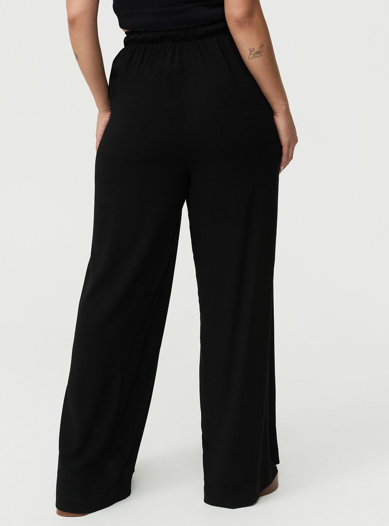 Crop High-Rise Wide-Leg Gauze Pant, DEEP BLACK, alternate