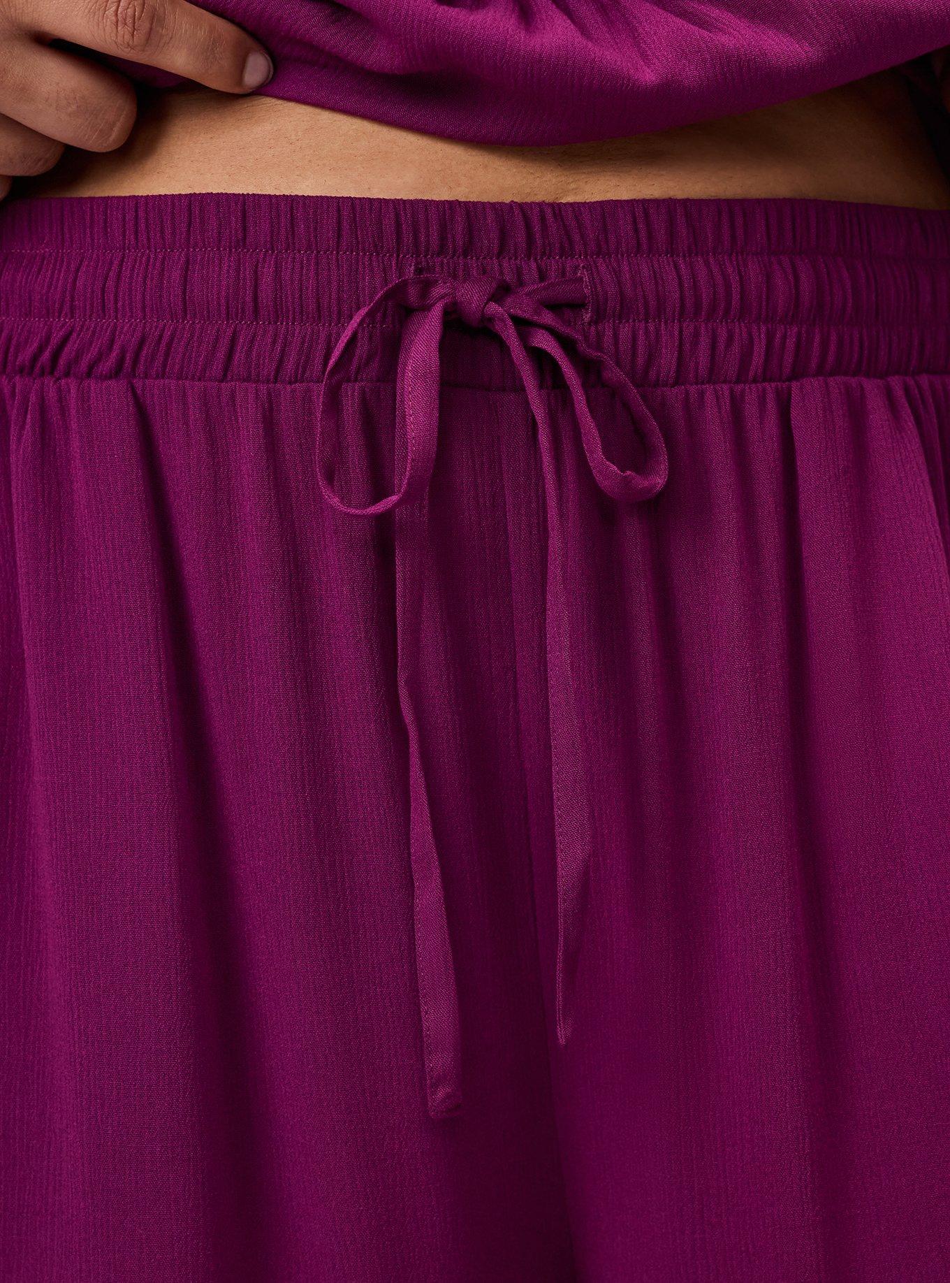 Split Seam Wide-Leg Gauze Pant, PLUM CASPIA, alternate