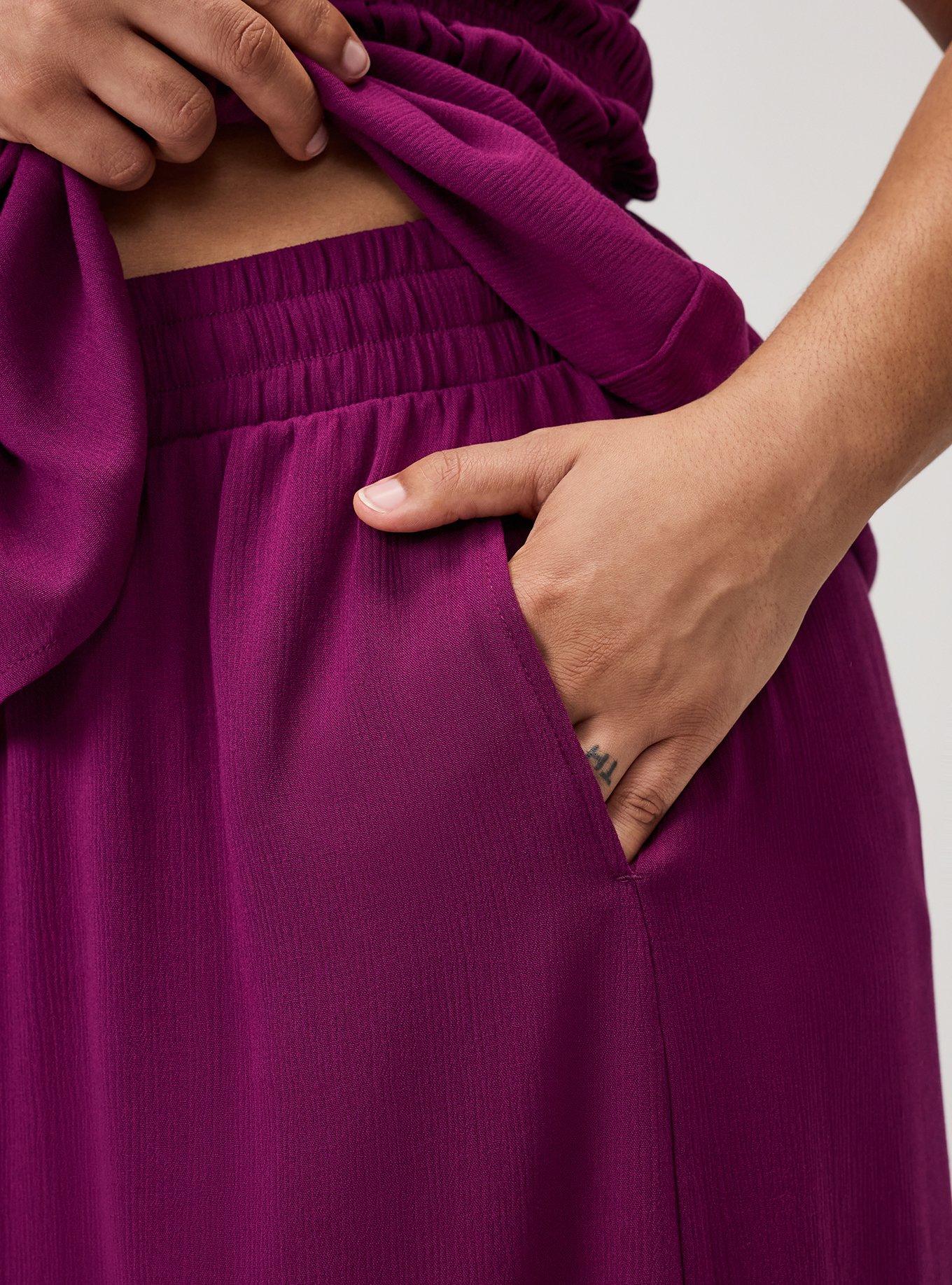 Split Seam Wide-Leg Gauze Pant, PLUM CASPIA, alternate