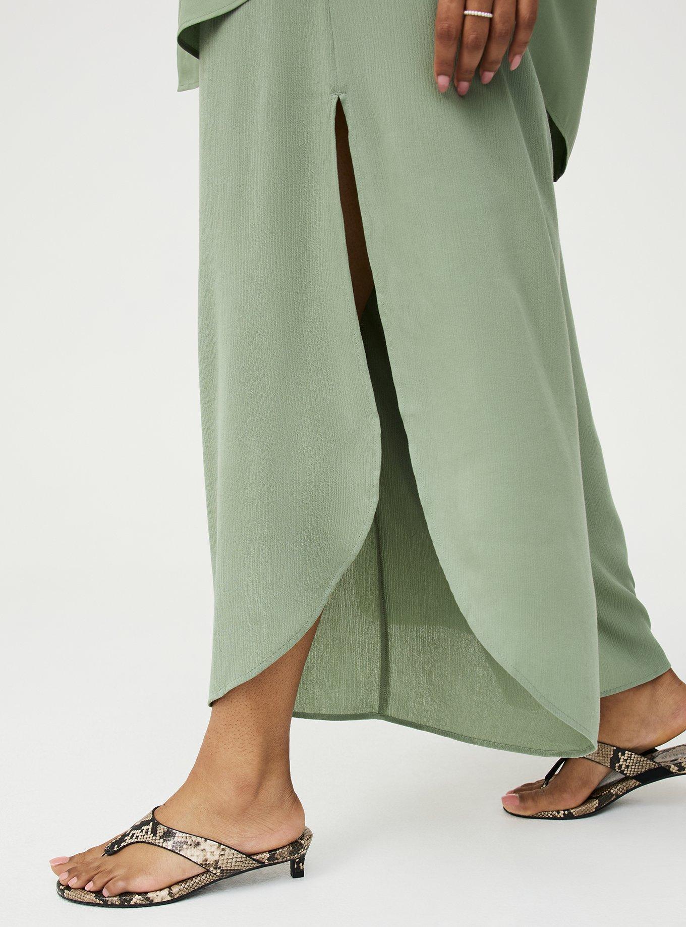 Crop High-Rise Wide-Leg Gauze Pant, HEDGE GREEN, alternate