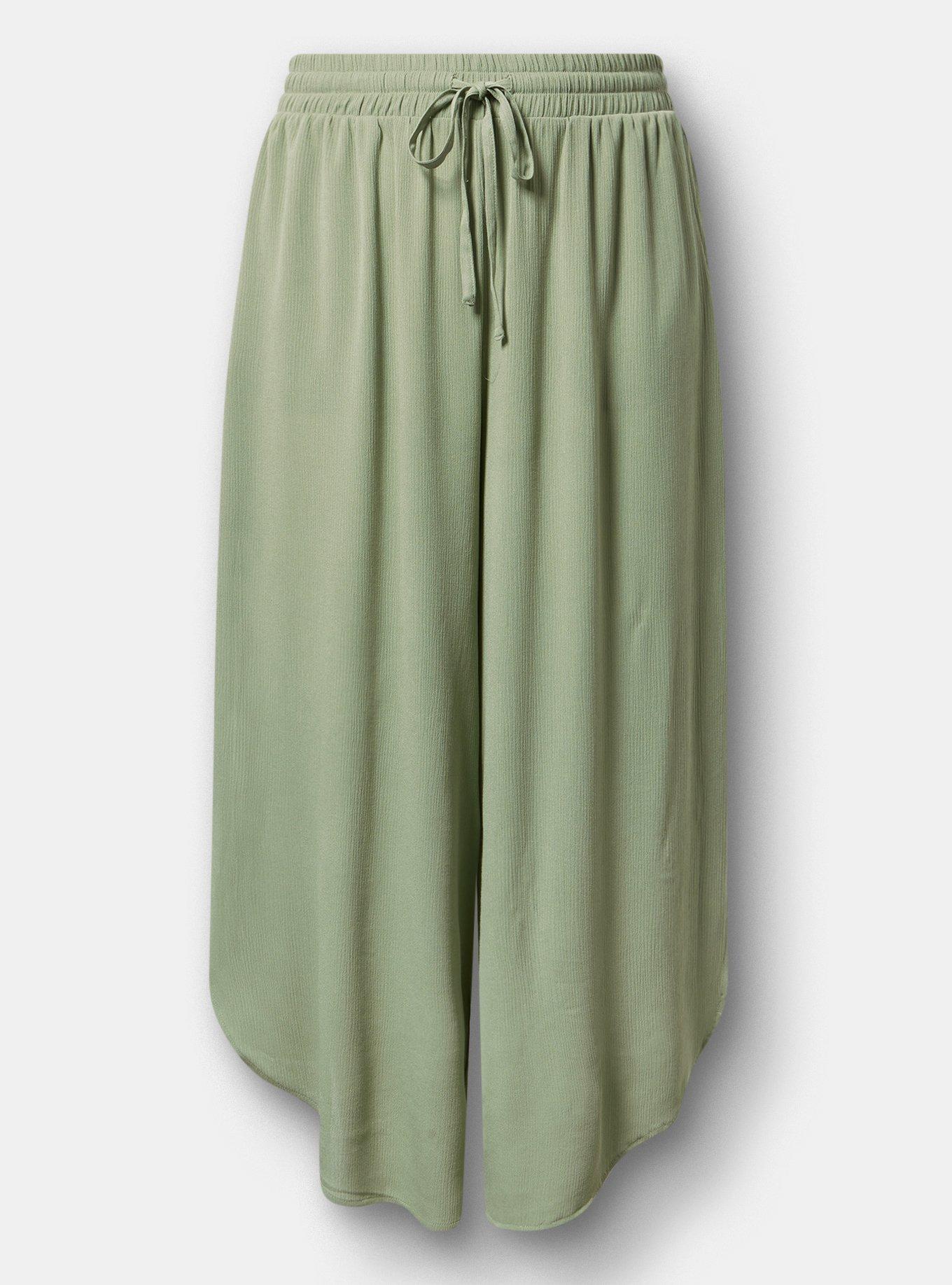 Split Seam Wide-Leg Gauze Pant, HEDGE GREEN, hi-res