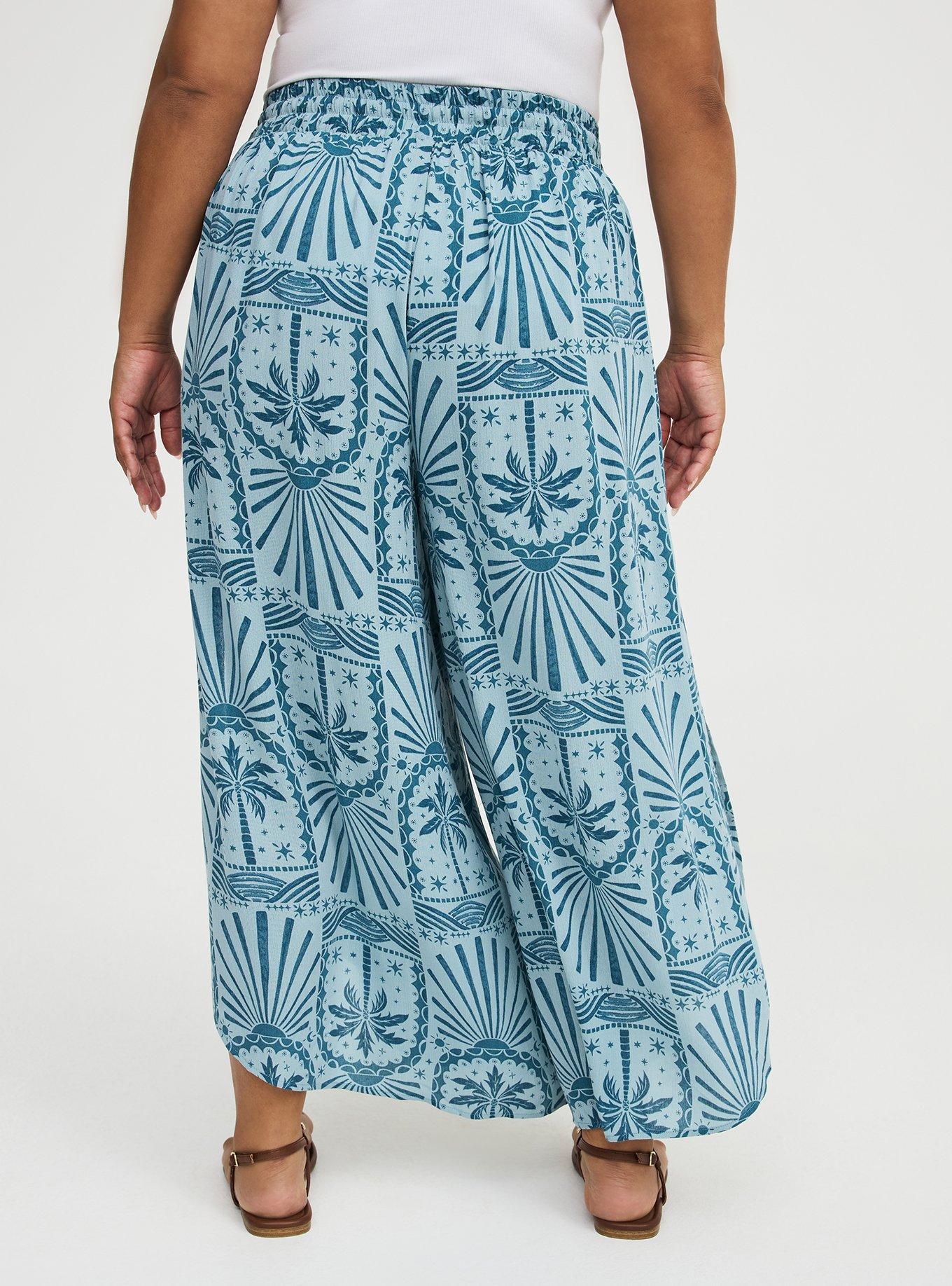 Crop High-Rise Wide-Leg Gauze Pant, PALM ARCHES BLUE, alternate